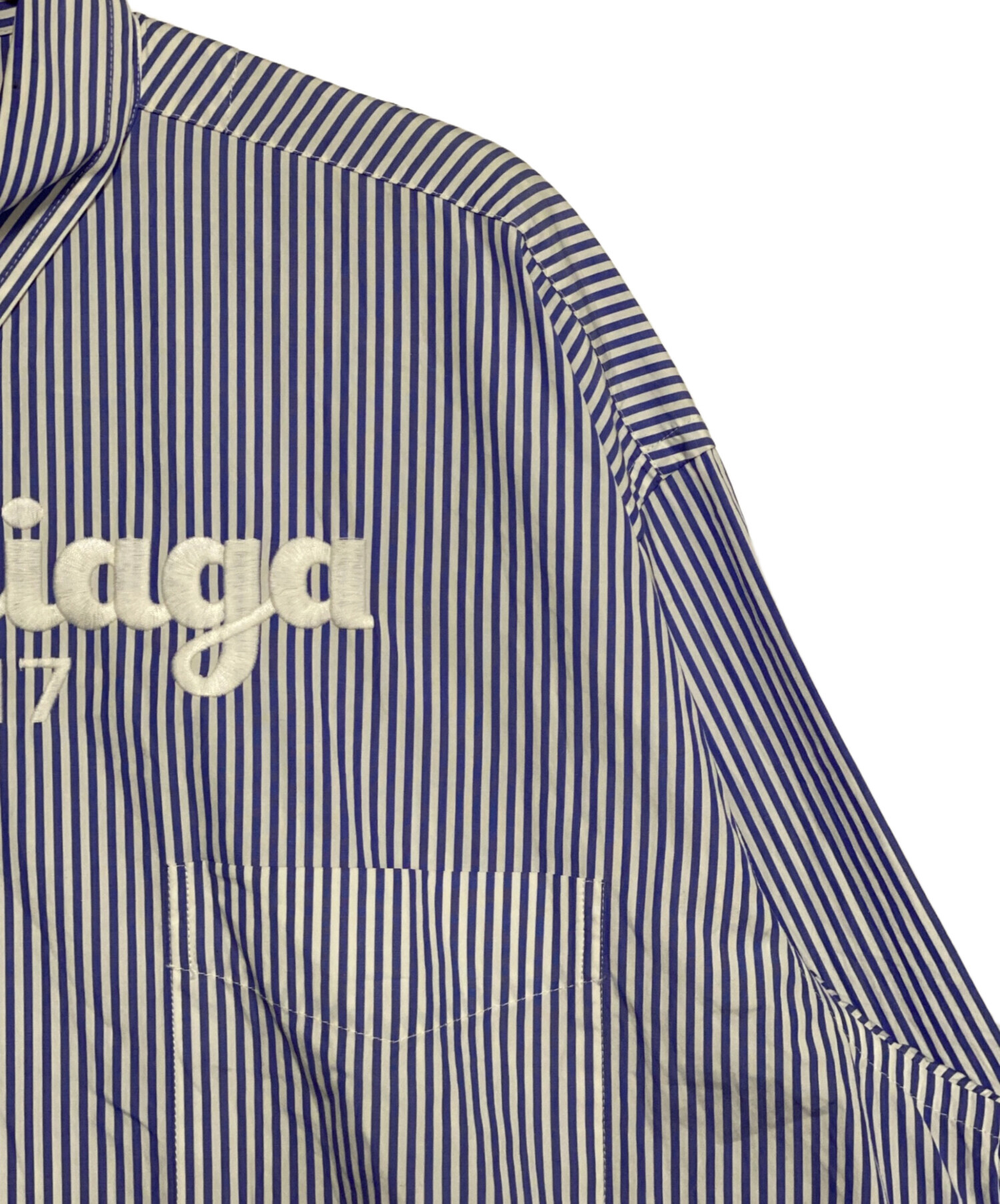 BALENCIAGAストライプシャツ36サイズ 中古・古着通販】BALENCIAGA (バレンシアガ) バックロゴストライプ