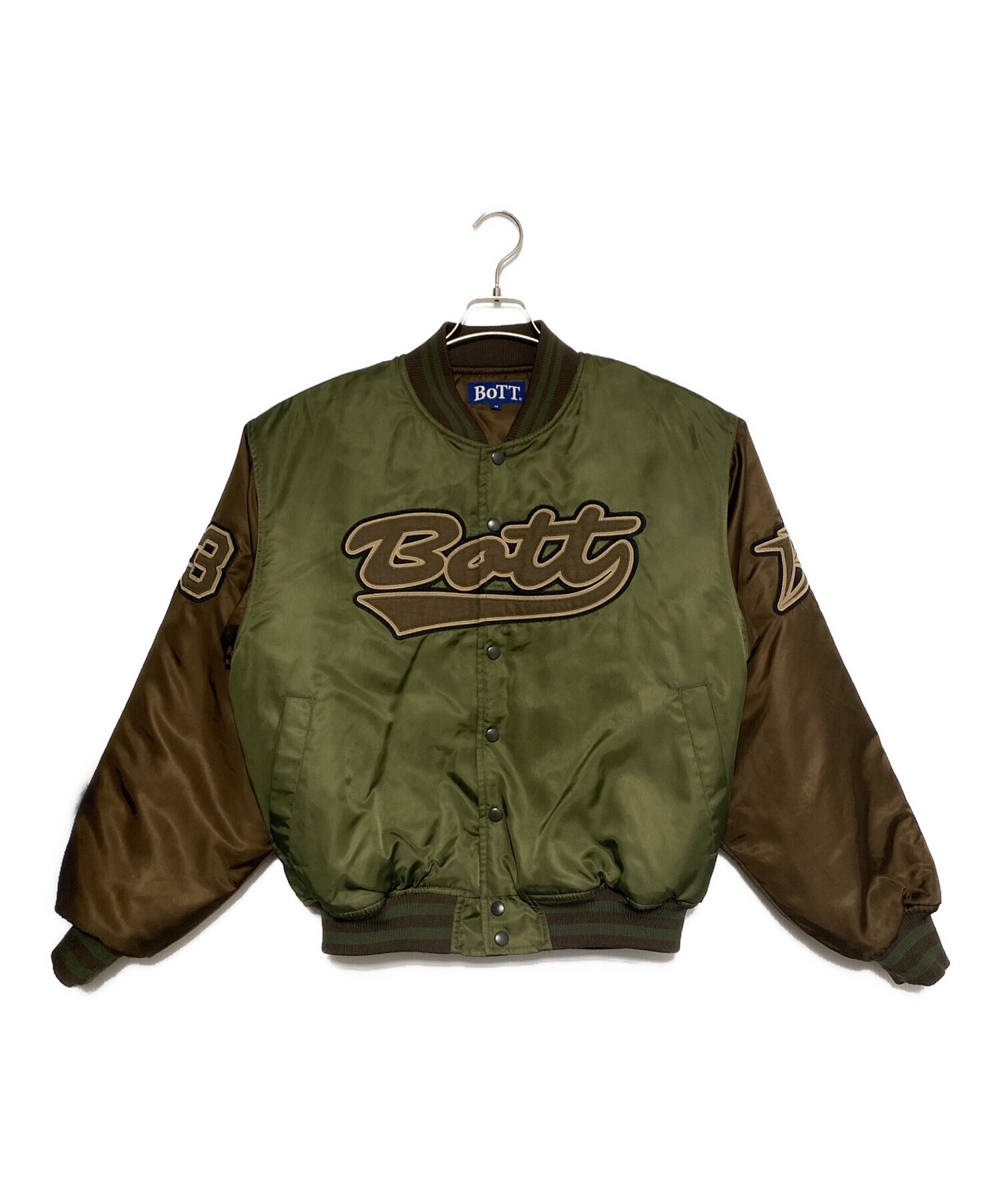 中古・古着通販】BoTT (ボット) Nylon Varsity Jacket カーキ×ブラウン