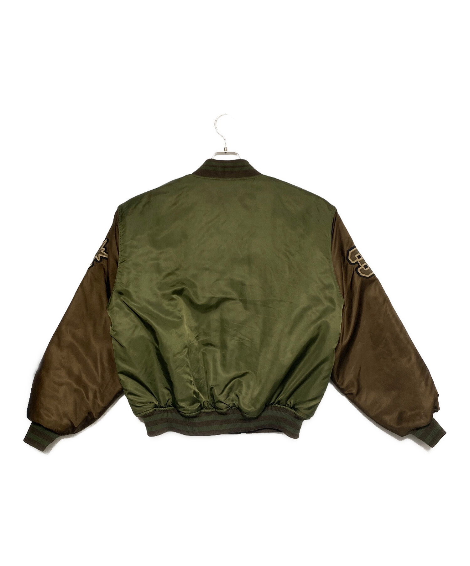 中古・古着通販】BoTT (ボット) Nylon Varsity Jacket カーキ×ブラウン