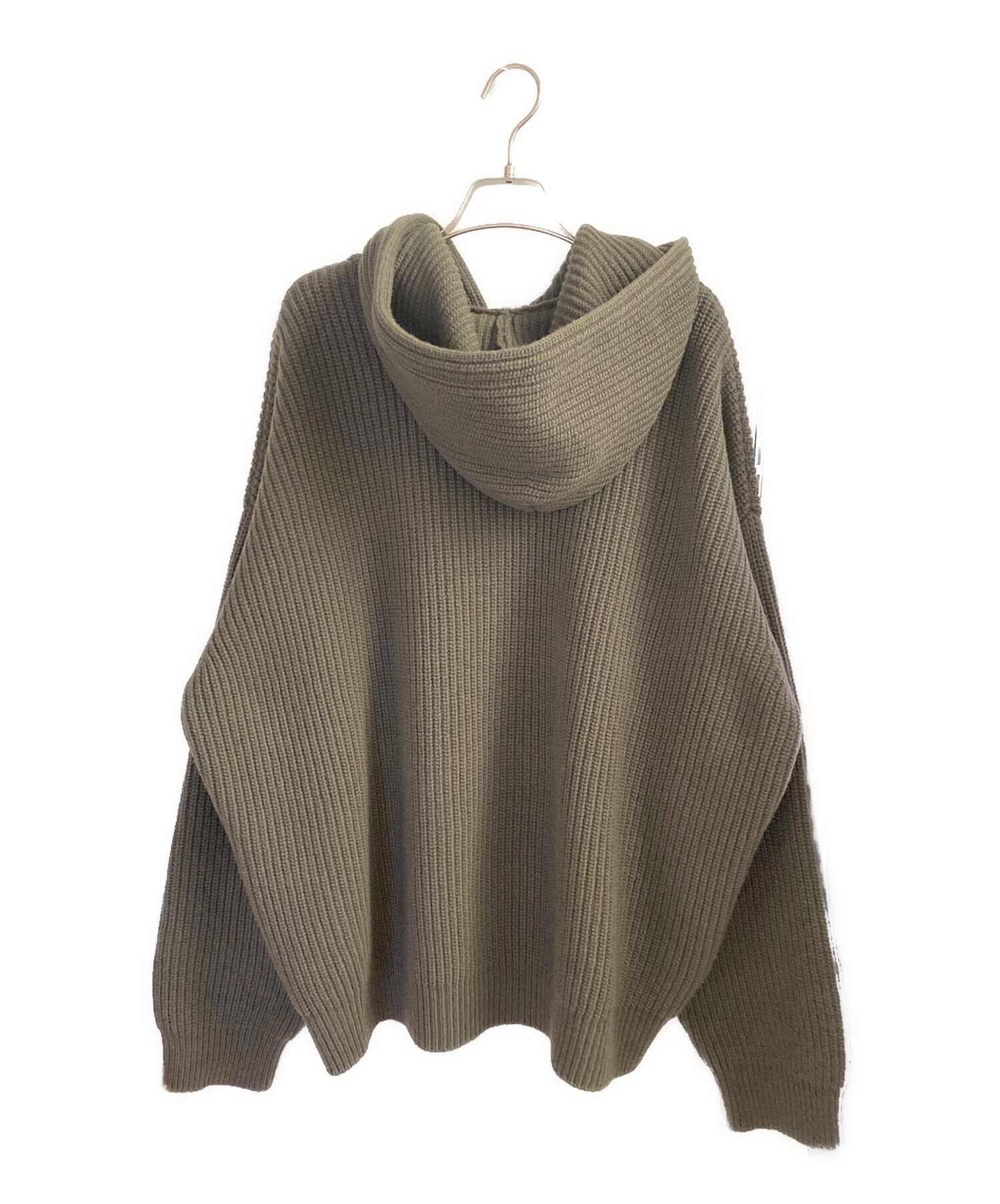 O*A様 CELINE カーキ フード付きニットパーカー　L 中古・古着通販】CELINE (セリーヌ) ロゴニットパーカー グリーン