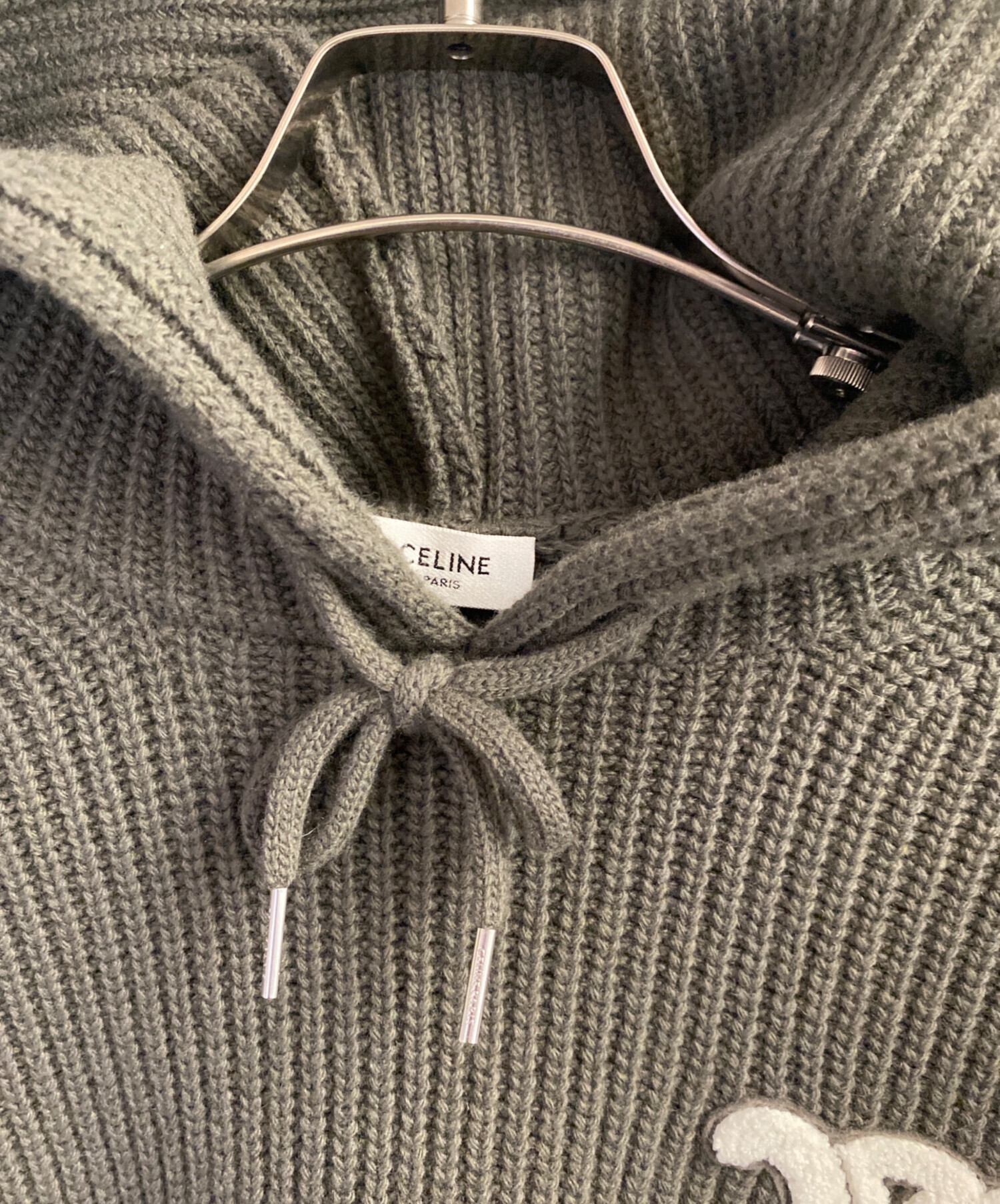 中古・古着通販】CELINE (セリーヌ) ロゴニットパーカー グリーン