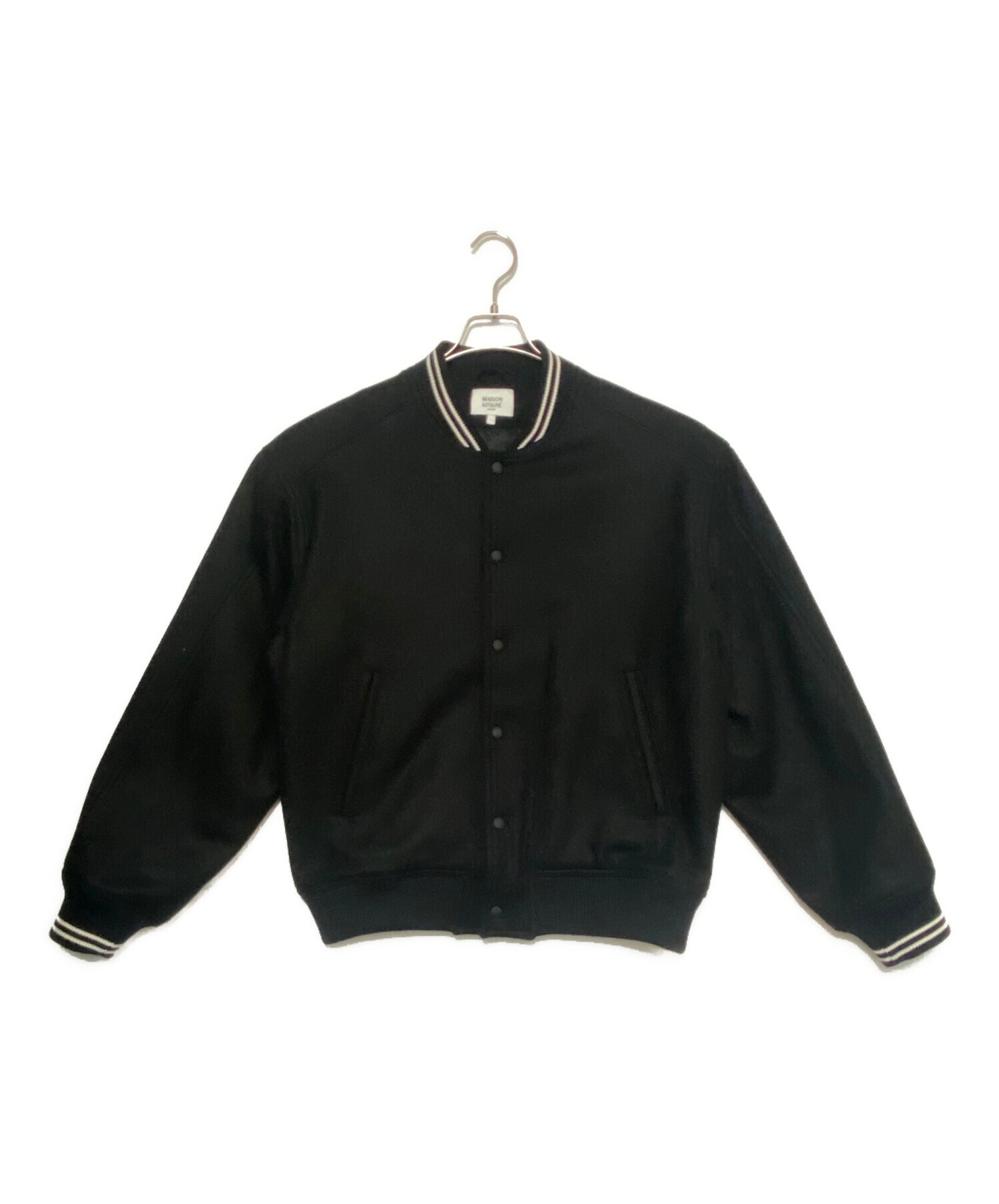 maison kitsune ブルゾン テディジャケット スカジャン 初期 黒 中古・古着通販】MAISON KITSUNE (メゾンキツネ) VARSITY TEDDY