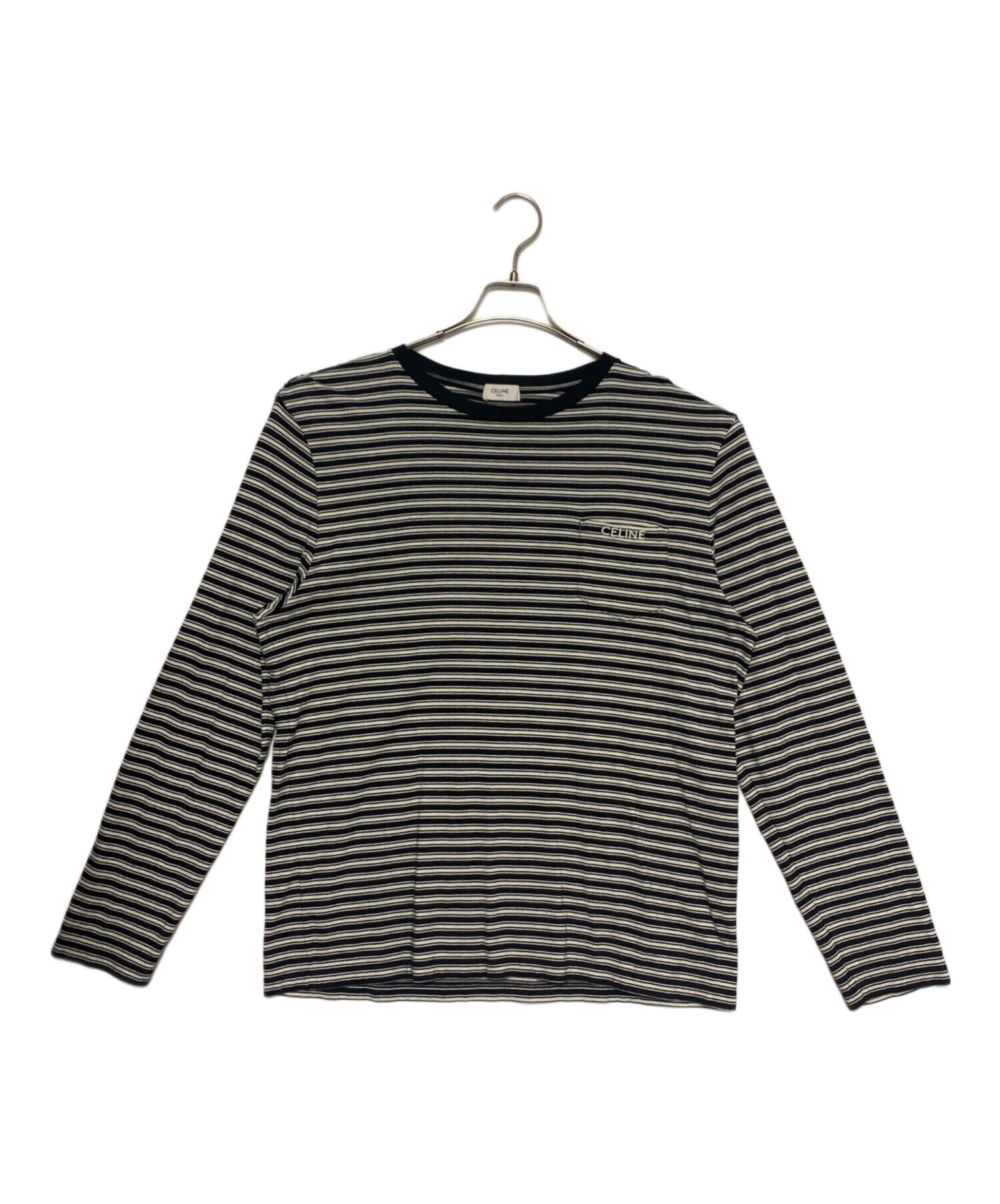 celine  セリーヌ　ボーダーカットソー　XS 中古・古着通販】CELINE (セリーヌ) ボーダー ロングポケット