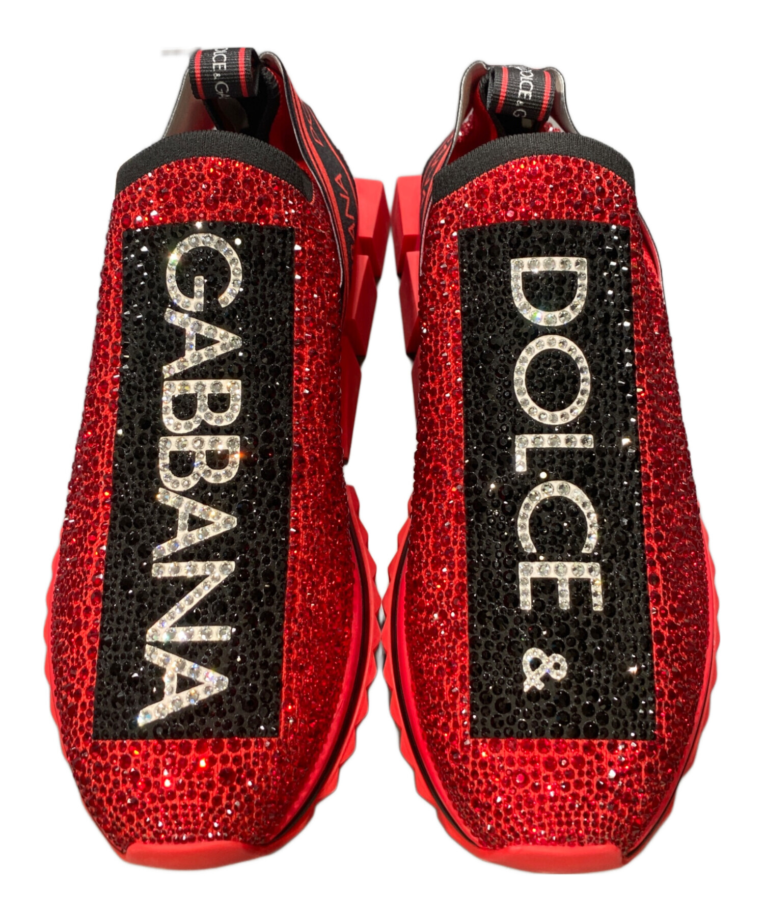 D&G Dolce&Gabbana ラインストーンスニーカー Dolce & Gabbana SORRENTO ラインストーン スニーカー レッド (Dolce
