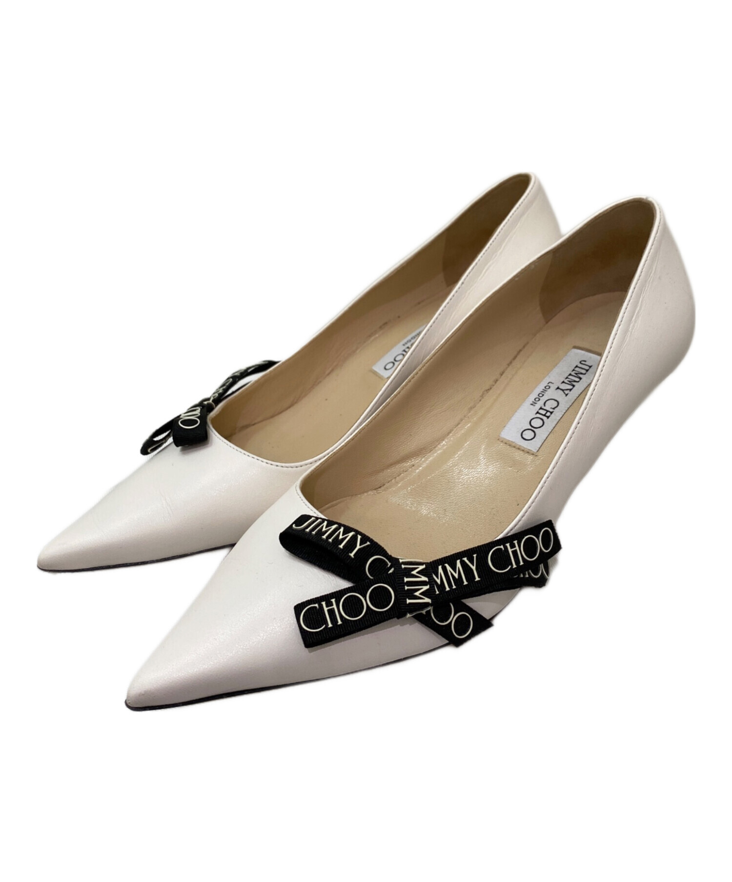 中古・古着通販】JIMMY CHOO (ジミーチュウ) ロゴリボン付きパンプス