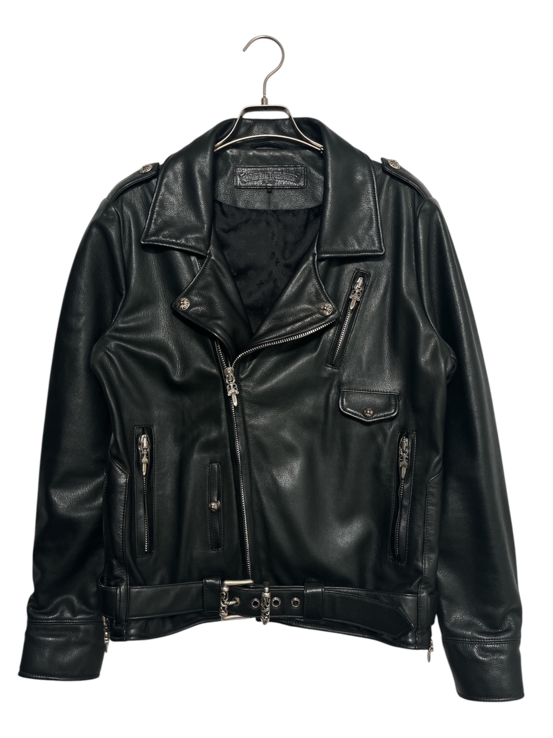 クロムハーツ ナイロンライダーズジャケット ブラック M 中古・古着通販】CHROME HEARTS (クロムハーツ) SLUFF／スラフ レザー