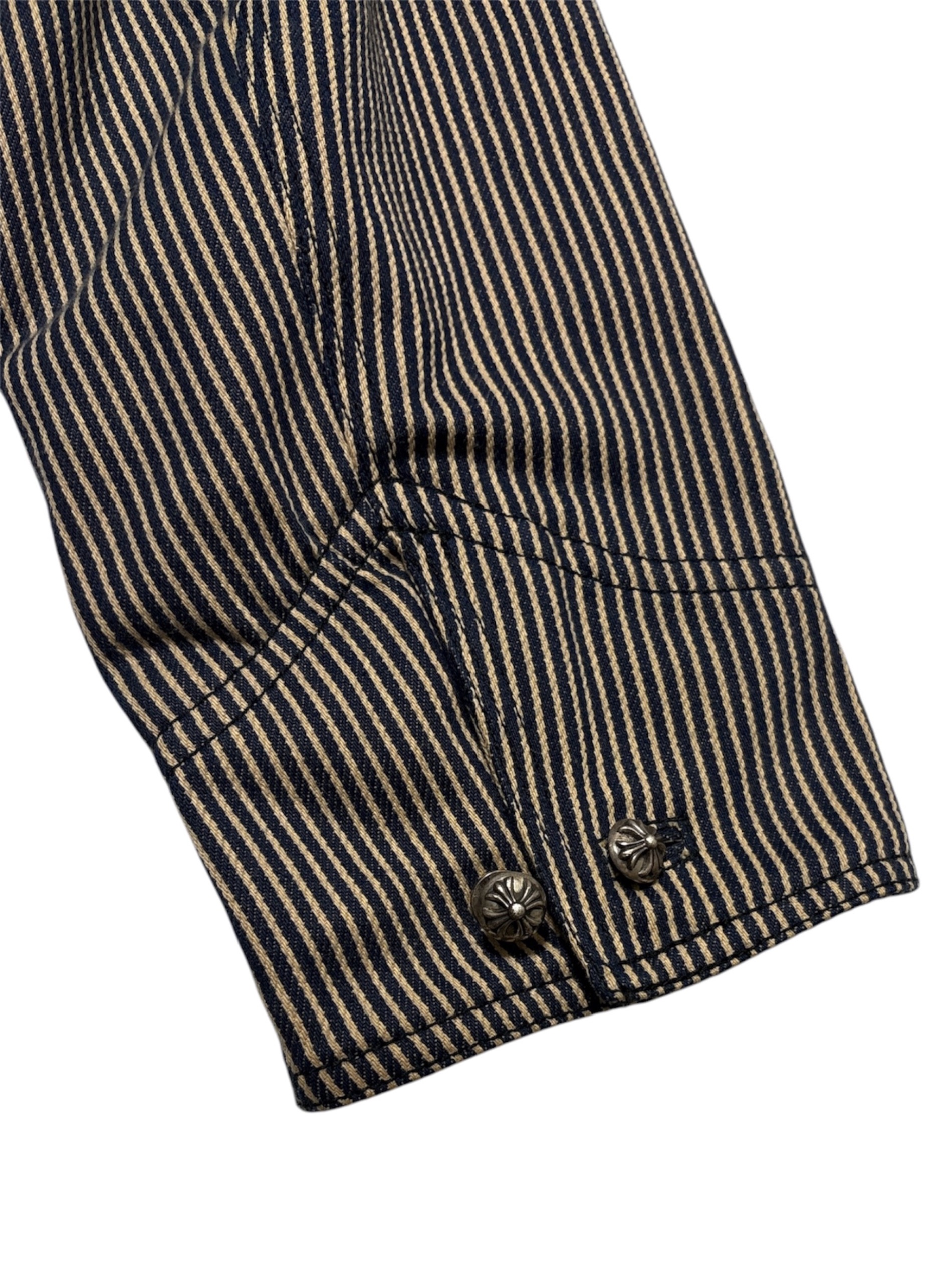 中古・古着通販】CHROME HEARTS (クロムハーツ) レザー切替 ヒッコリー
