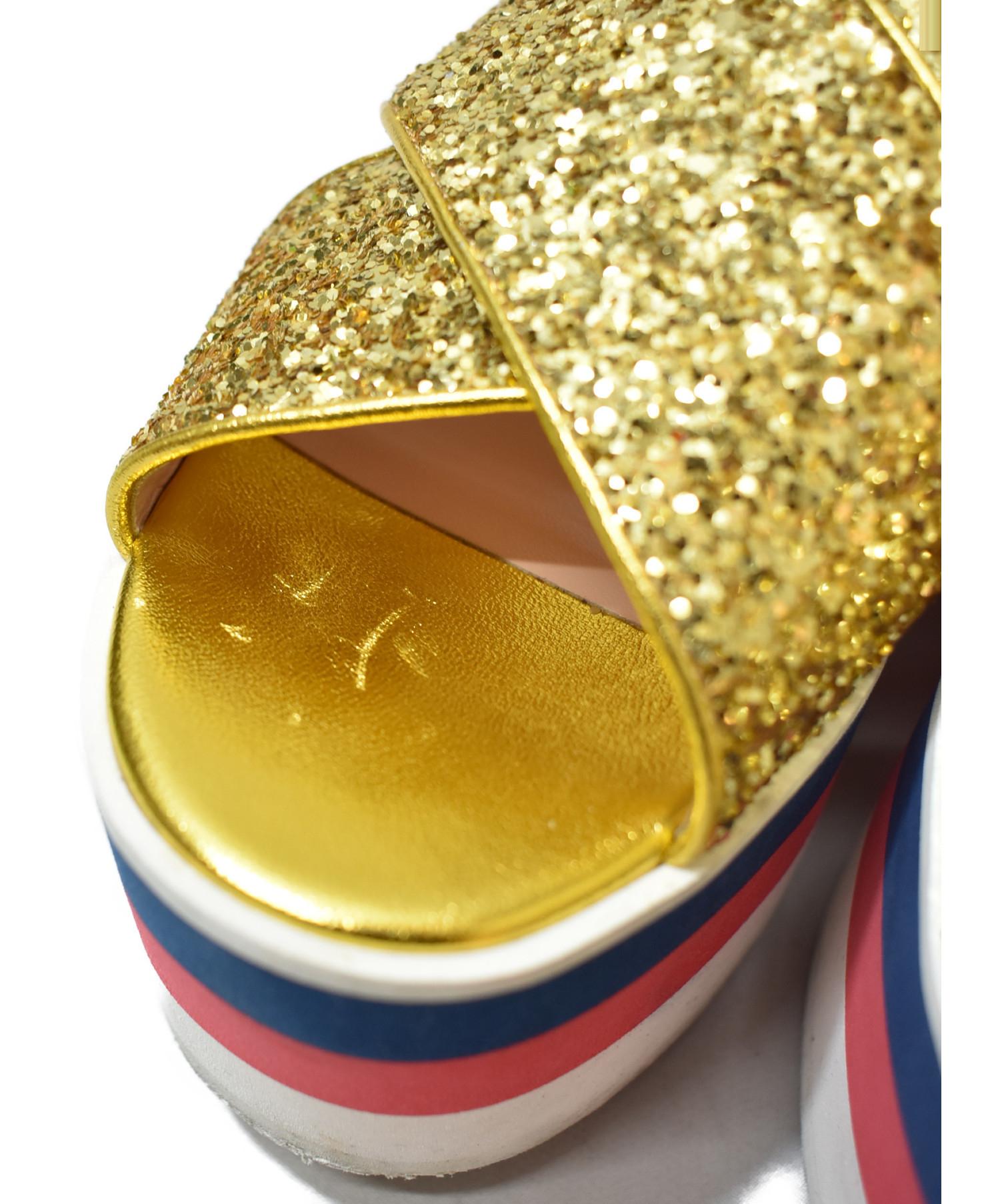 GUCCI グッチ　ロゴ入り厚底　プラットフォーム　サンダル　37.5 GUCCI グッチ ロゴ入り厚底 プラットフォーム サンダル 37.5 GUCCI