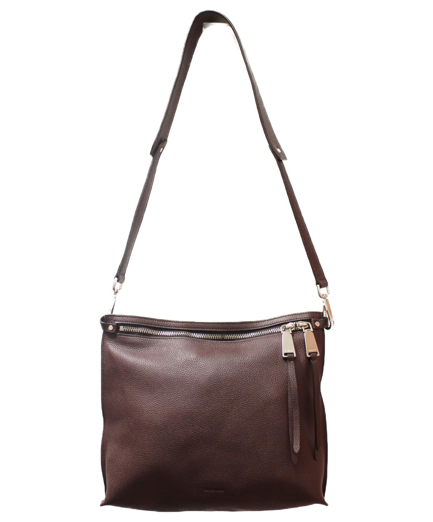 JIL SANDER ジルサンダー ショルダーバッグ  茶 【古着】【中古】【送料無料】 中古・古着通販】JIL SANDER (ジルサンダー) レザーショルダーバッグ