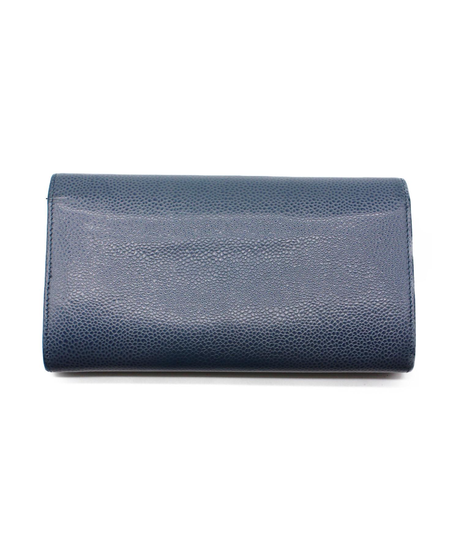 中古・古着通販】CHANEL (シャネル) 2つ折り長財布 ブルー 17453960 