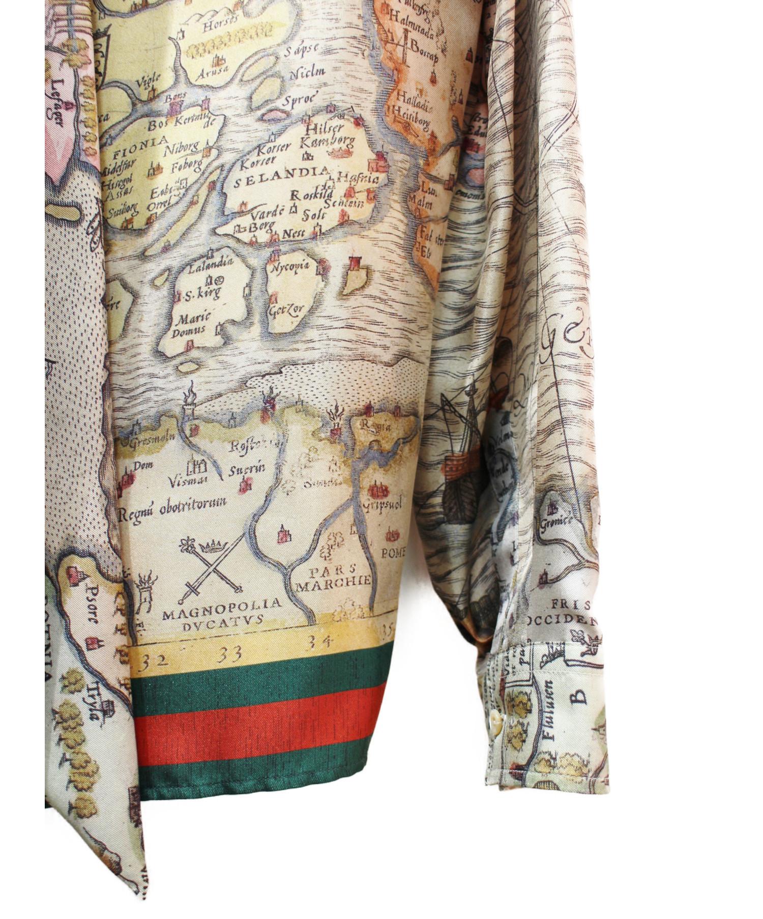 中古・古着通販】GUCCI (グッチ) シルクボウタイシャツ/sea map 