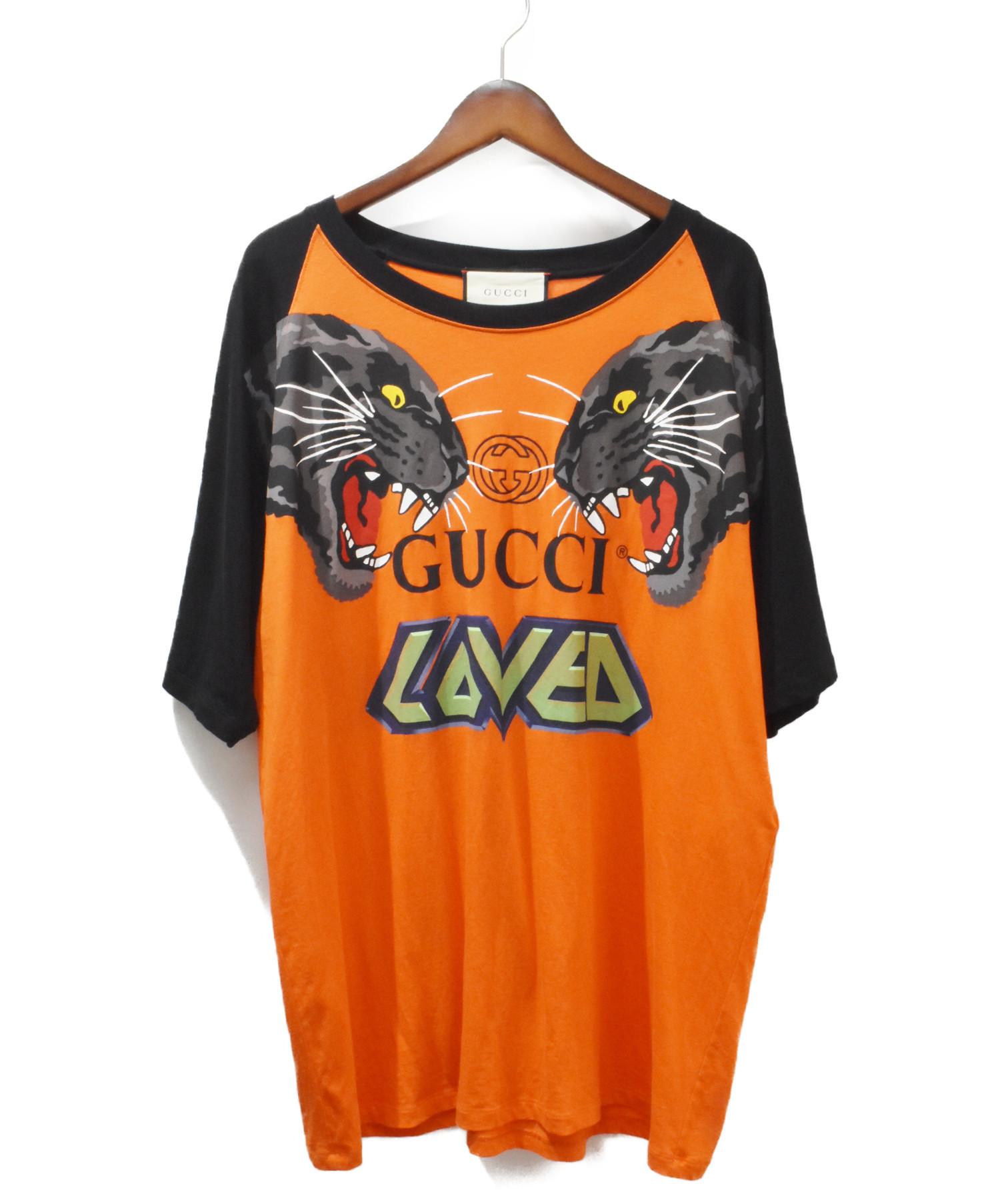 GUCCI ロゴ Ｔシャツ オレンジ 中古・古着通販】GUCCI (グッチ) 19SS/プリントTシャツ オレンジ