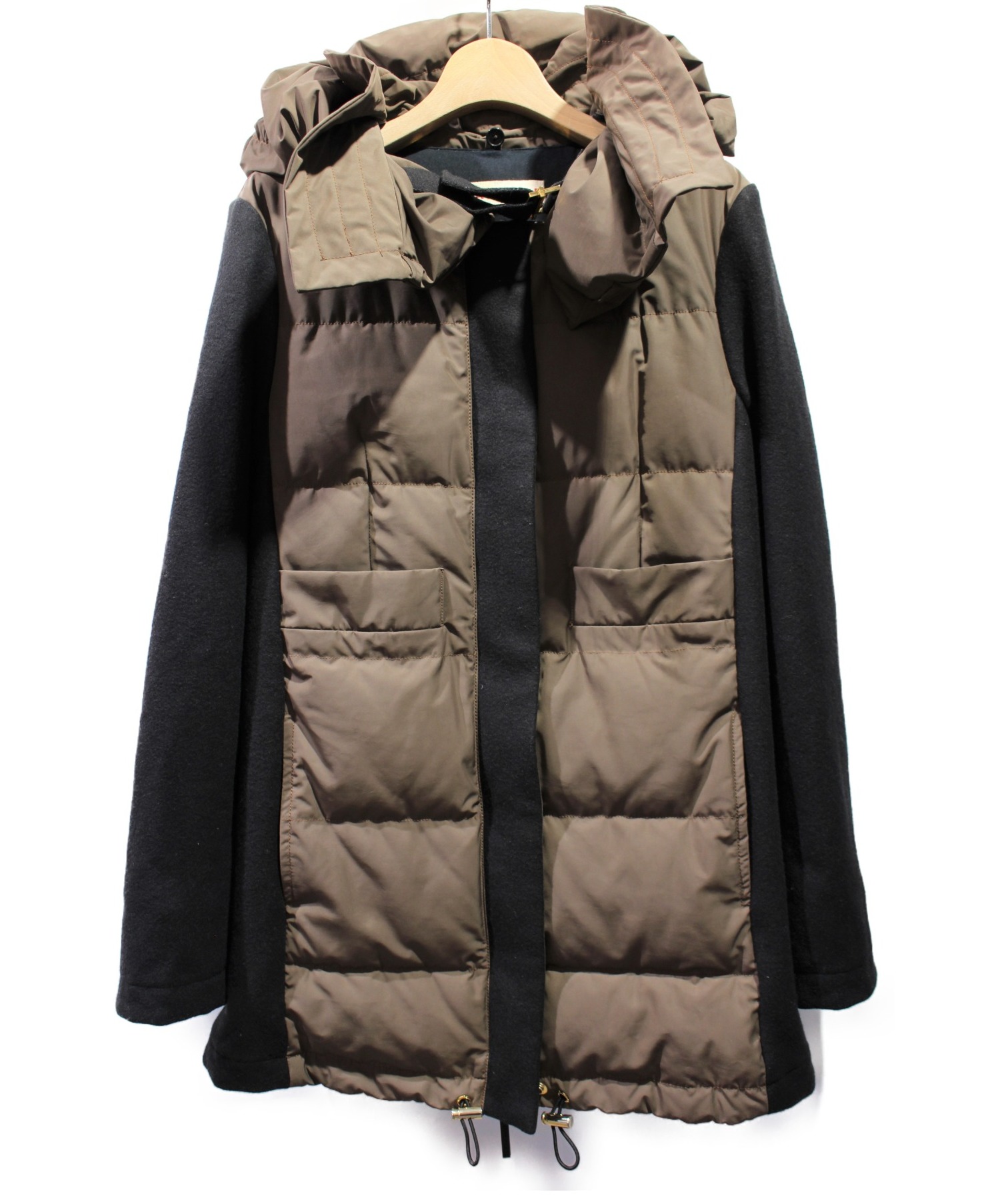 マルニ ダウンコート 38 Marniオレンジとグレーのチェック柄ダウン