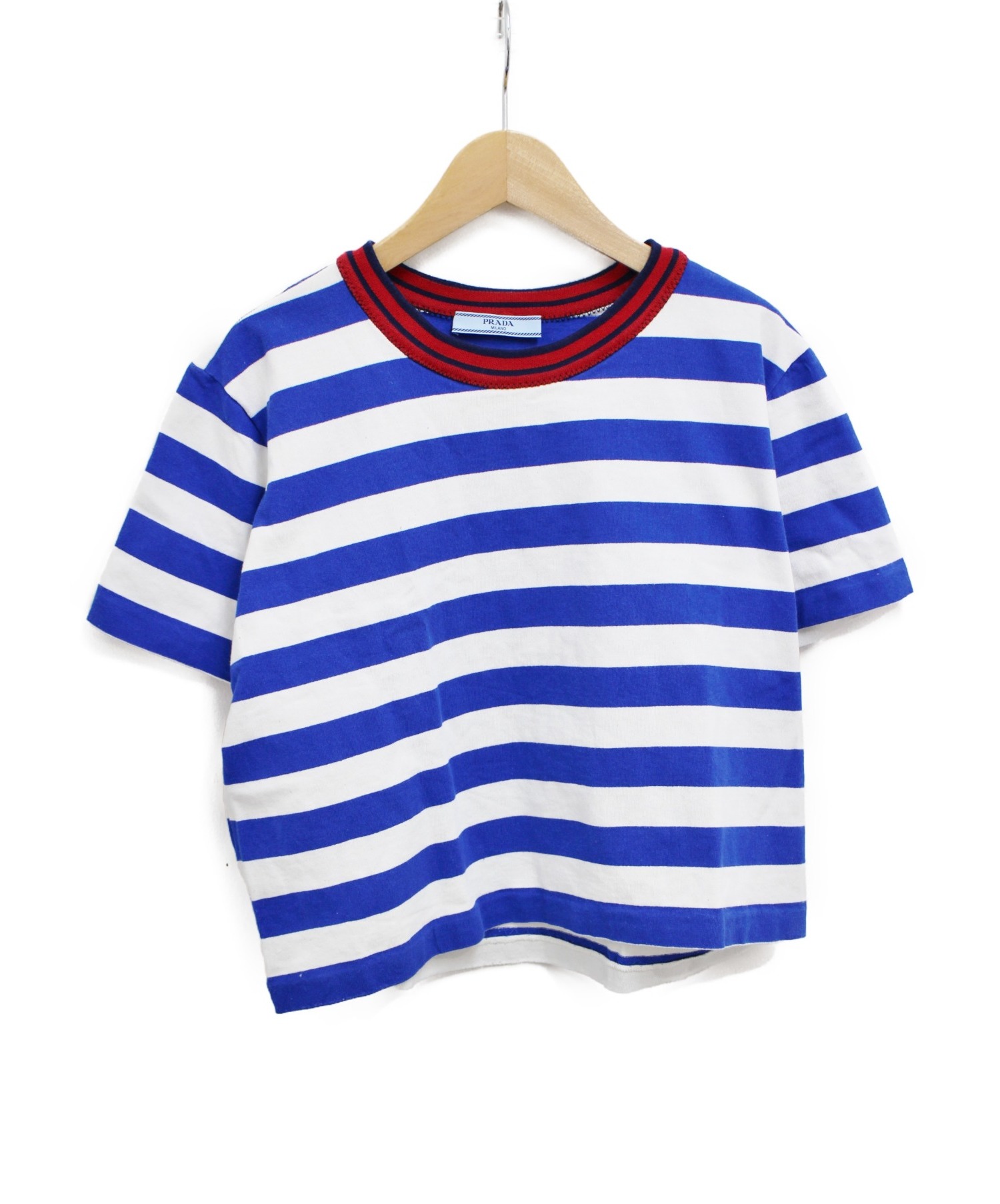 中古・古着通販】PRADA (プラダ) ボーダーTシャツ ブルー サイズ:S 