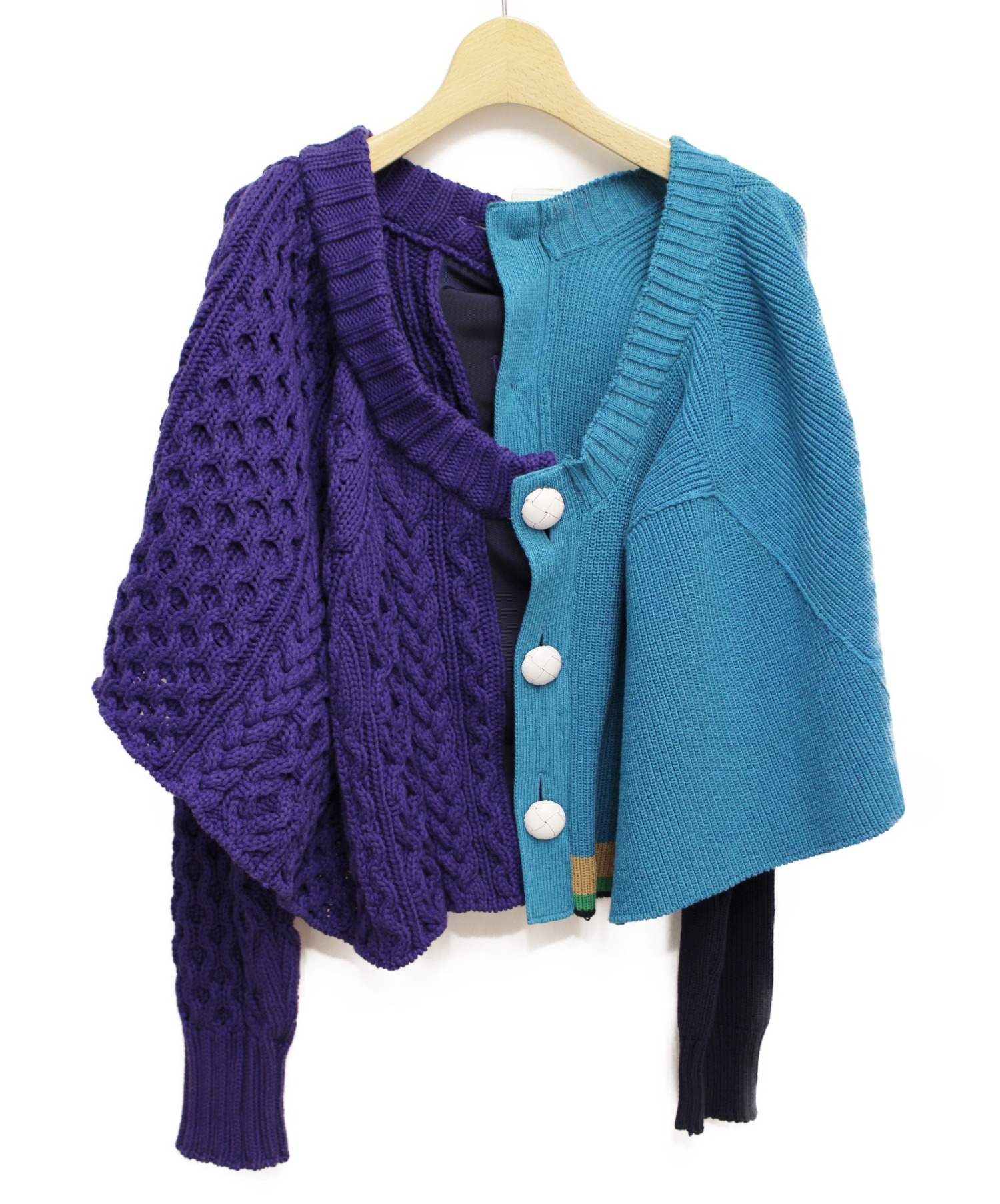 【美品】sacai クロップドニット 中古・古着通販】sacai (サカイ) クロップドニットカーディガン