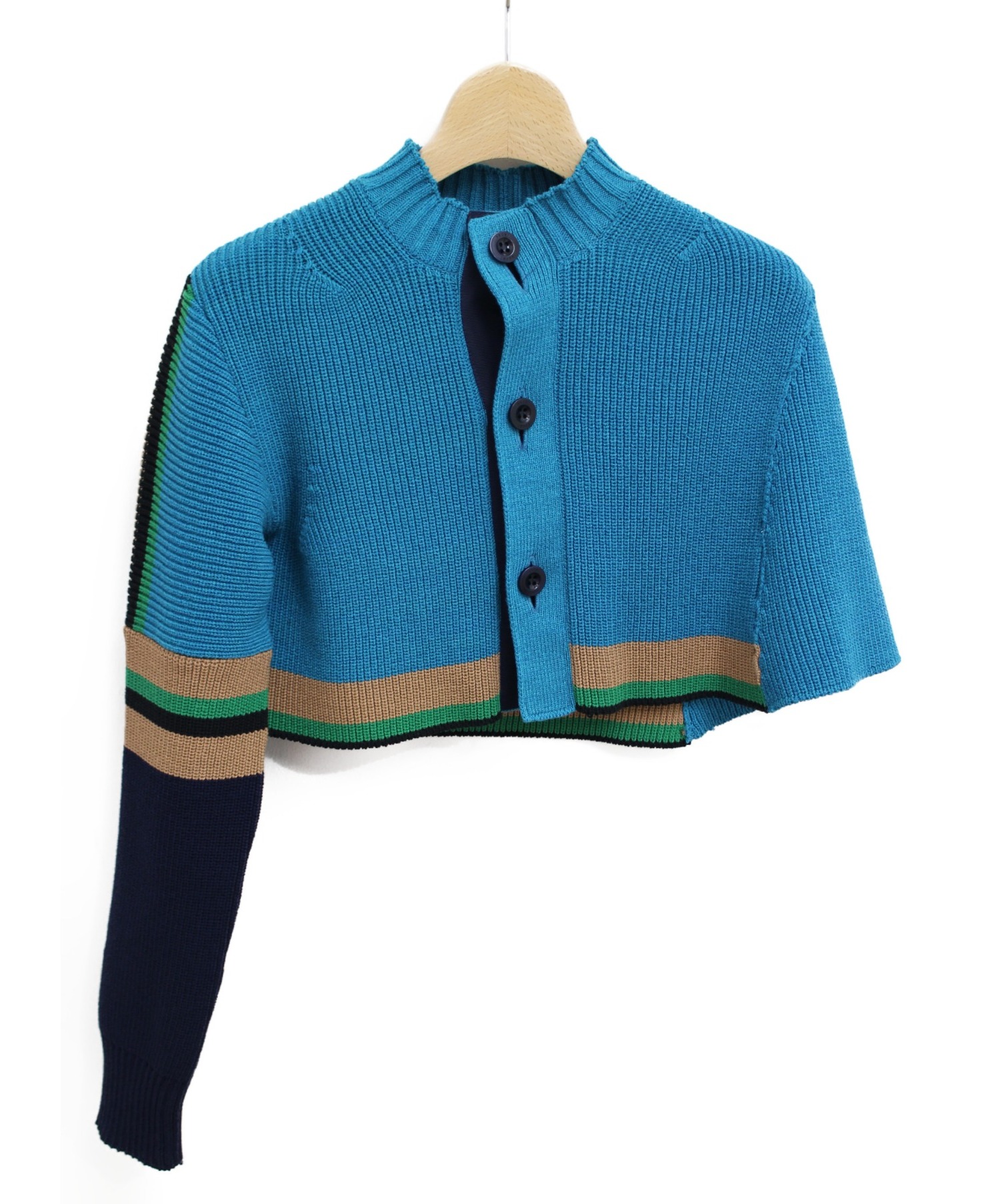 【美品】sacai クロップドニット 中古・古着通販】sacai (サカイ) クロップドニットカーディガン