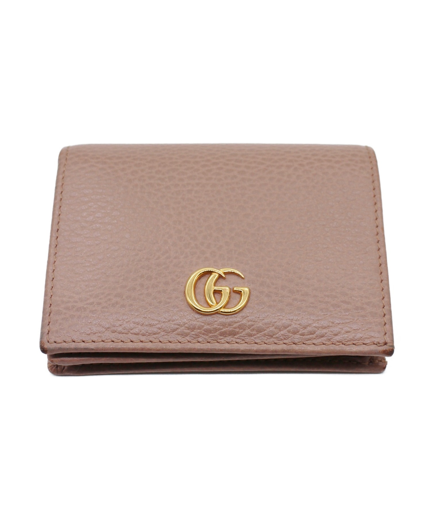 グッチ GUCCI 2つ折り財布 456126 GGマーモント レザー ピンクベージュ