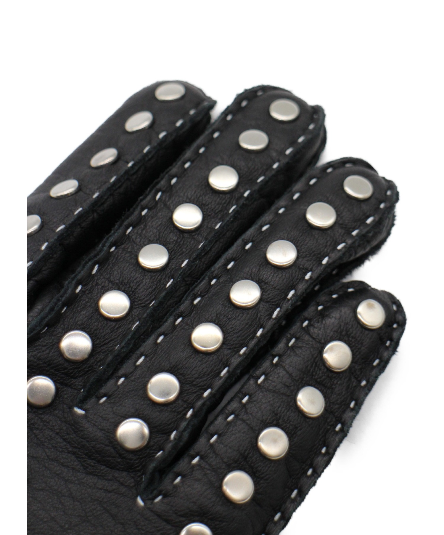 中古・古着通販】LOEWE (ロエベ) スタッズレザーグローブ ブラック