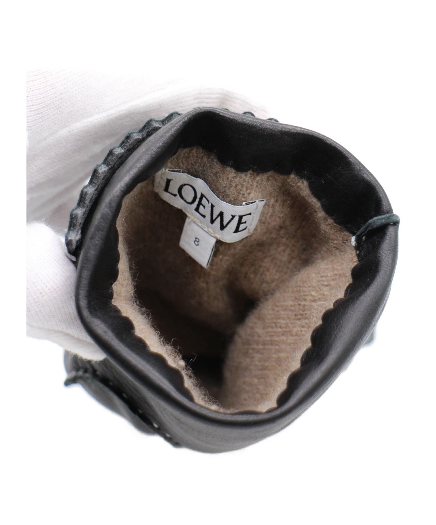 中古・古着通販】LOEWE (ロエベ) スタッズレザーグローブ ブラック