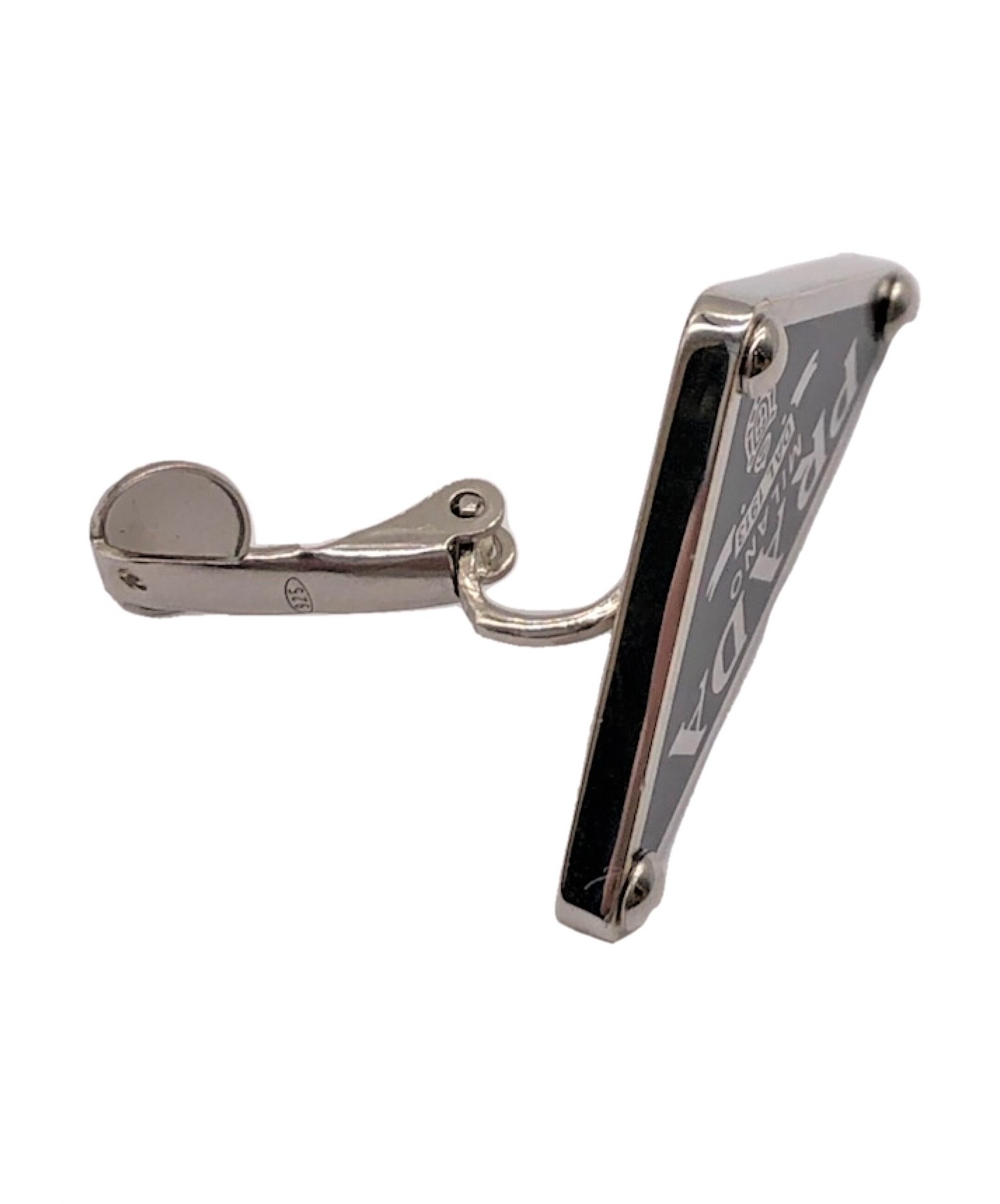 中古・古着通販】PRADA (プラダ) ロゴプレートイヤリング ブラック