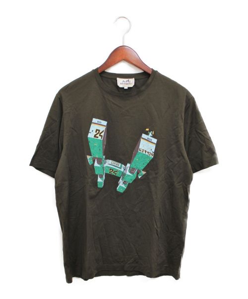 中古・古着通販】HERMES (エルメス) プリントTシャツ ブラウン サイズ