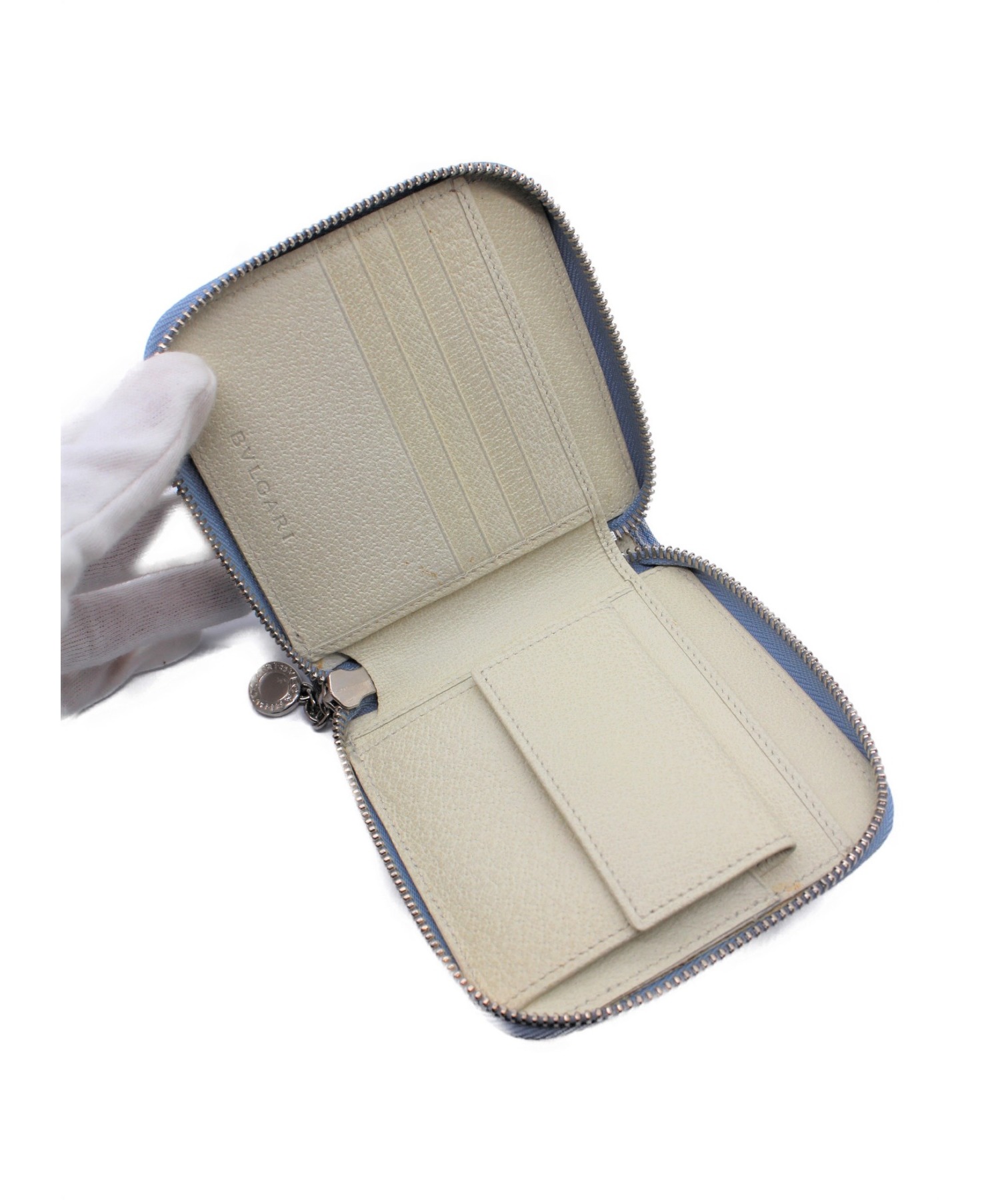 中古・古着通販】BVLGARI (ブルガリ) ロゴマニア2つ折り財布 スカイ
