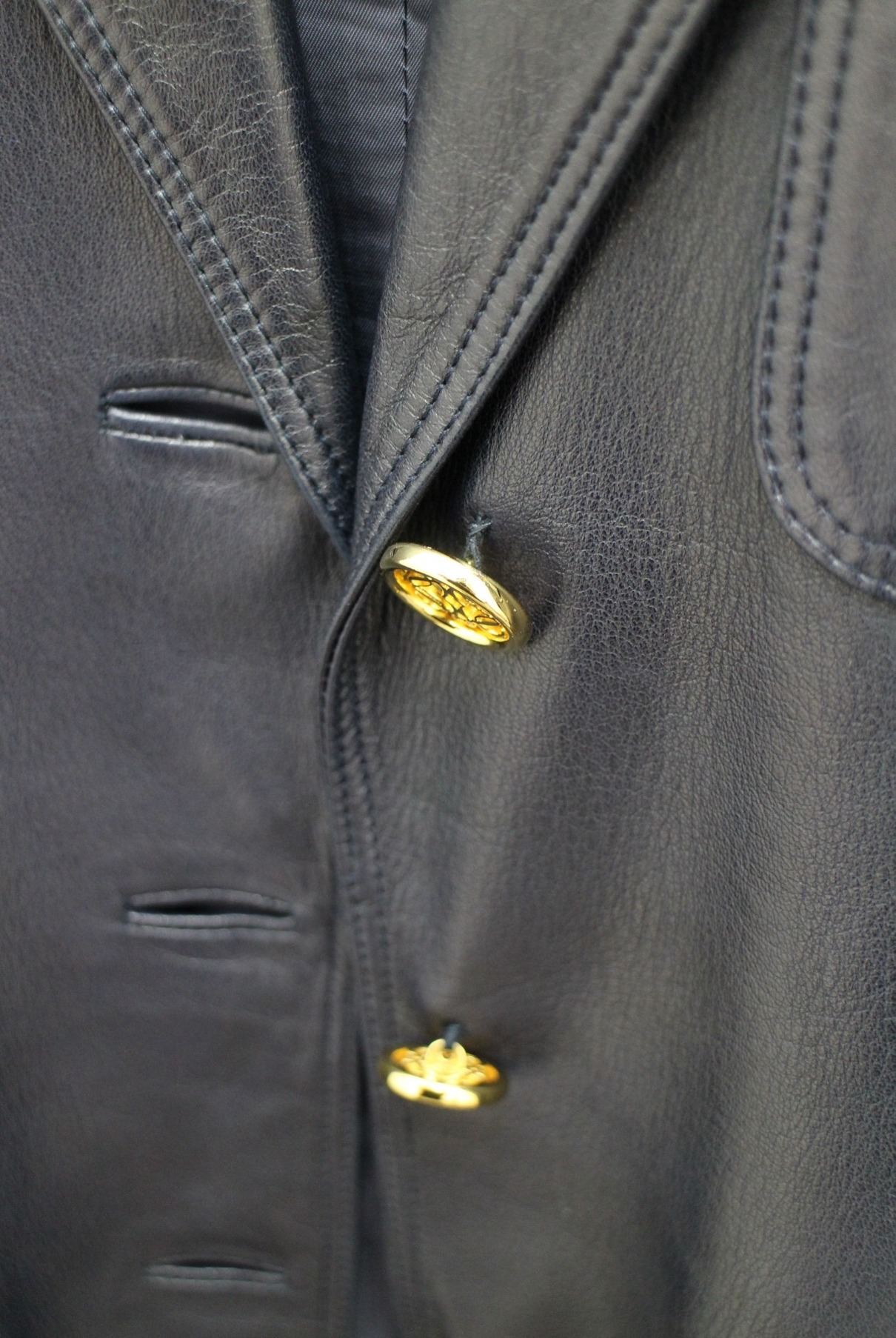 美品 LOEWE 極上ナッパレザー テーラードジャケット レディース ブラック 中古・古着通販】LOEWE (ロエベ) レザーテーラードジャケット ネイビー