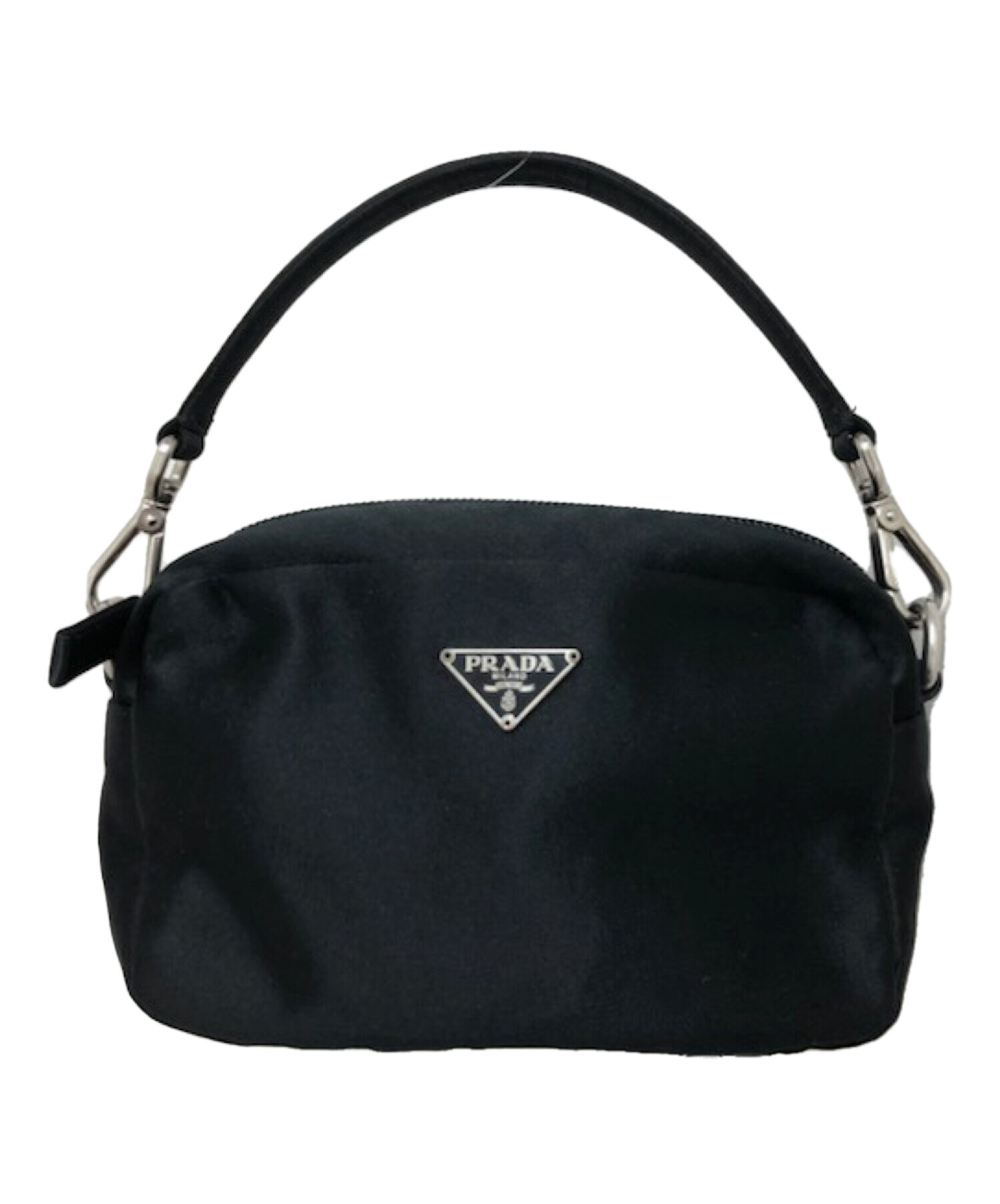 中古・古着通販】PRADA (プラダ) サテンハンドポーチ ブラック サイズ 