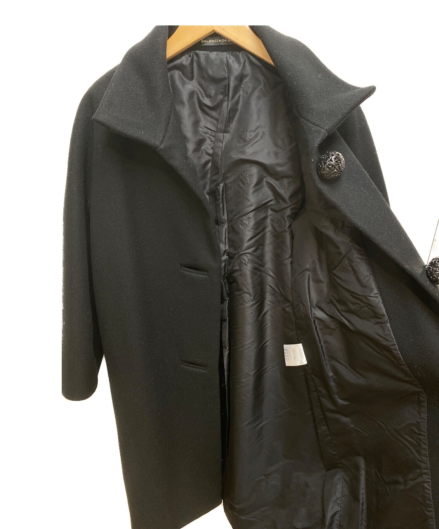 中古・古着通販】BALENCIAGA (バレンシアガ) ウールコート ブラック