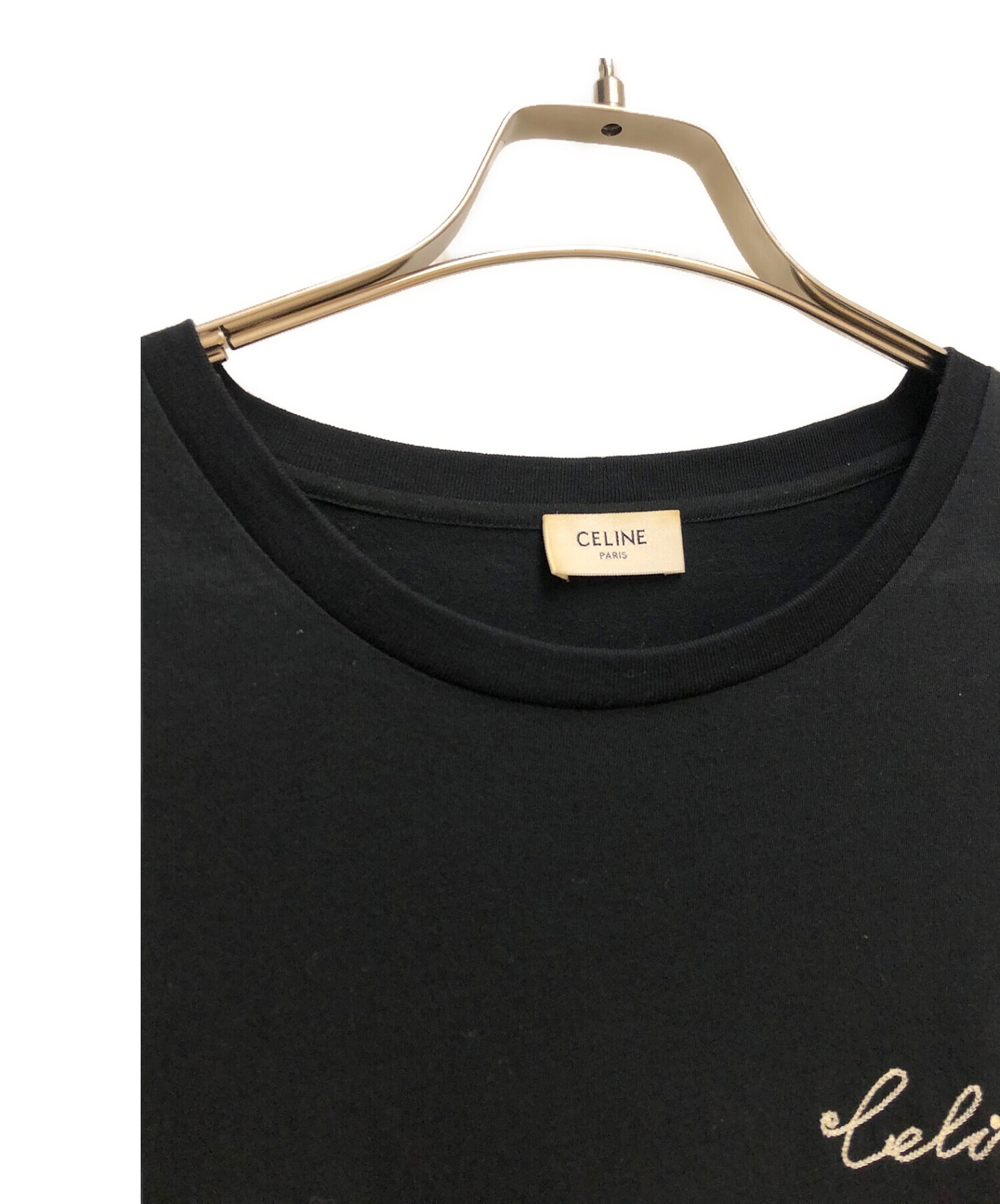 中古・古着通販】CELINE (セリーヌ) ロゴ刺繍Tシャツ ブラック サイズ