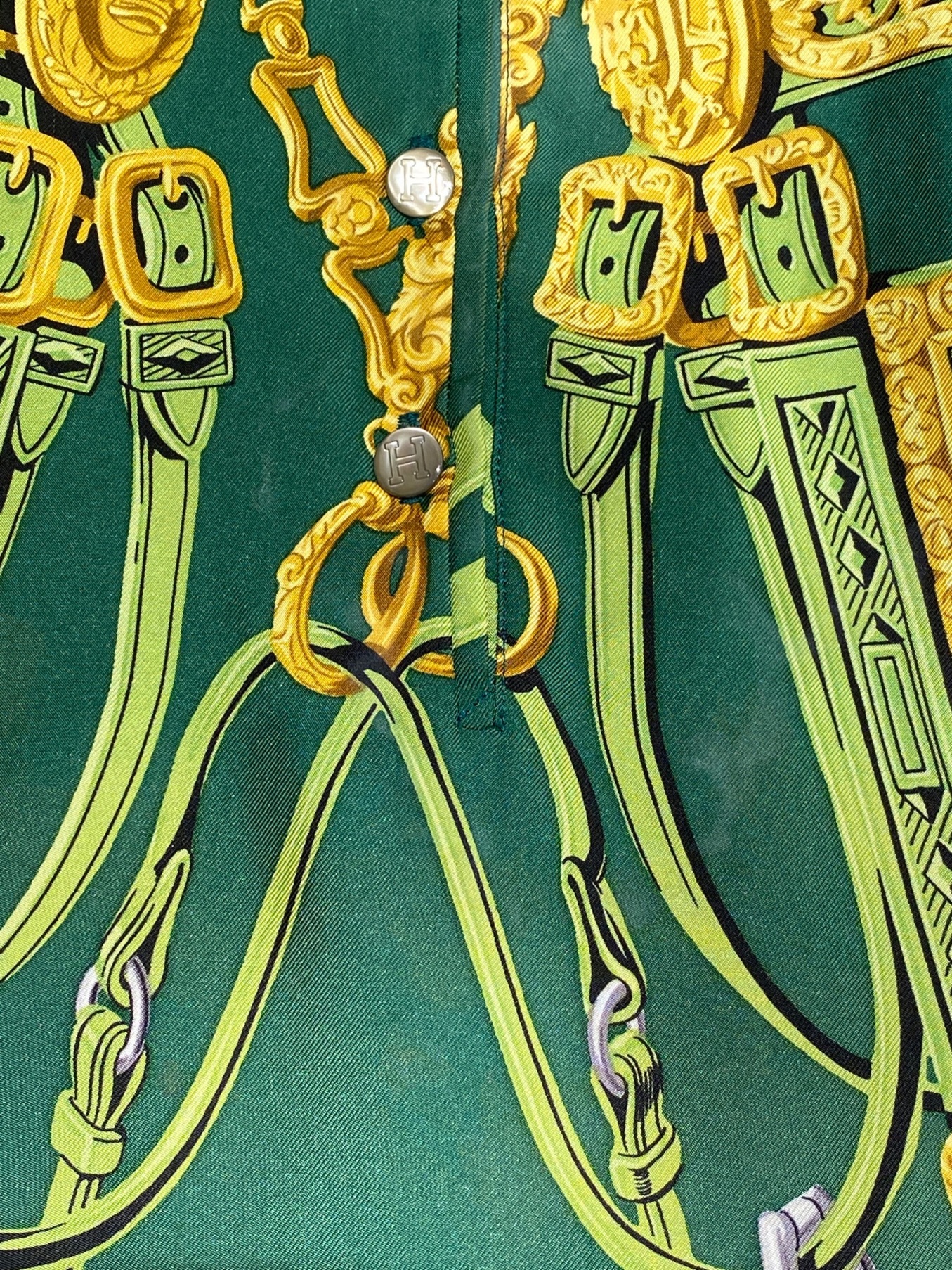 【極希少/仏製】HERMES ヴィンテージ シルク総柄 異素材コンビポロシャツ 極希少/仏製】HERMES ヴィンテージ シルク総柄 異素材コンビポロシャツ