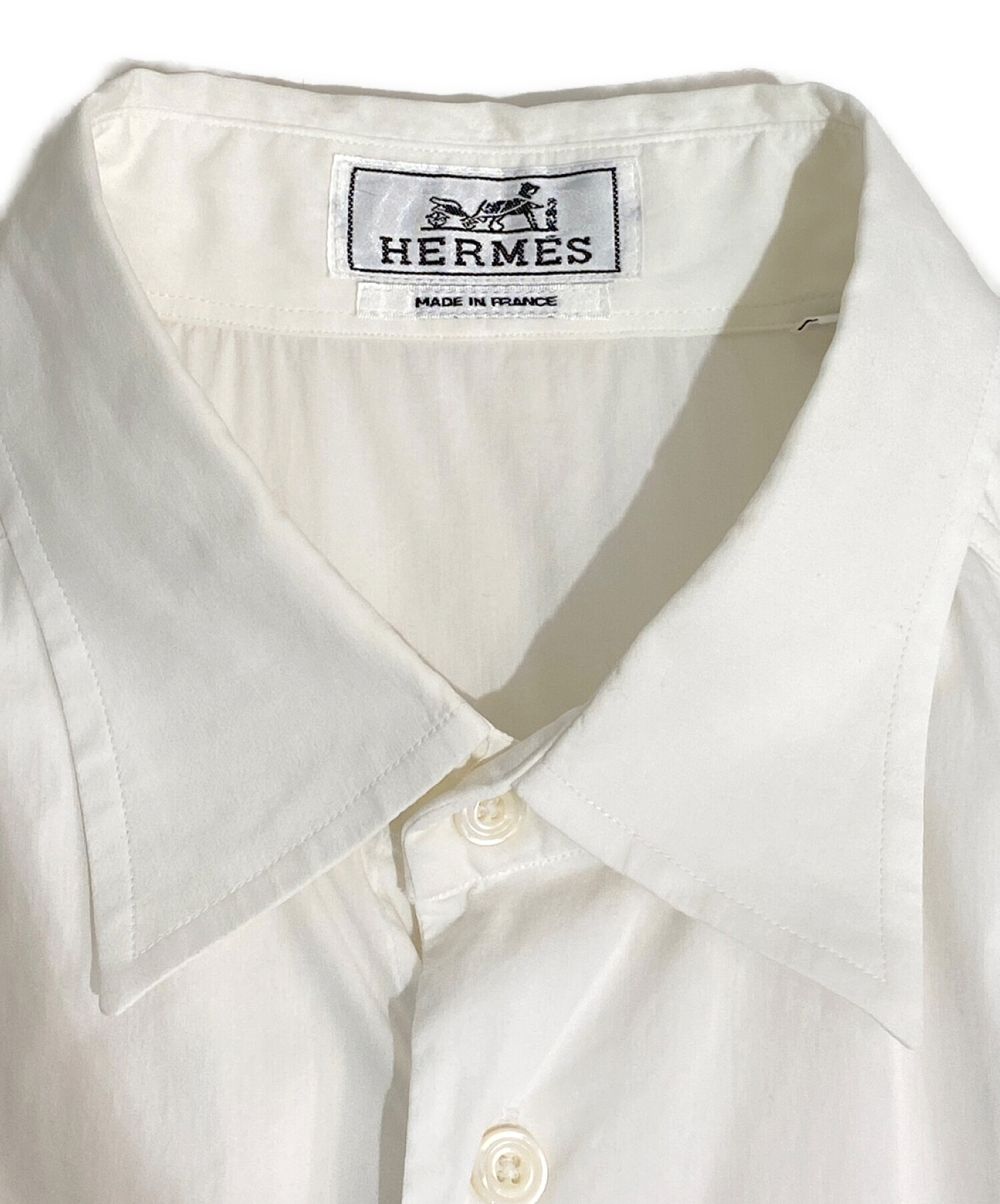 HERMES 半袖シャツ ホワイト 中古・古着通販】HERMES (エルメス) 半袖シャツ ホワイト サイズ:41/16
