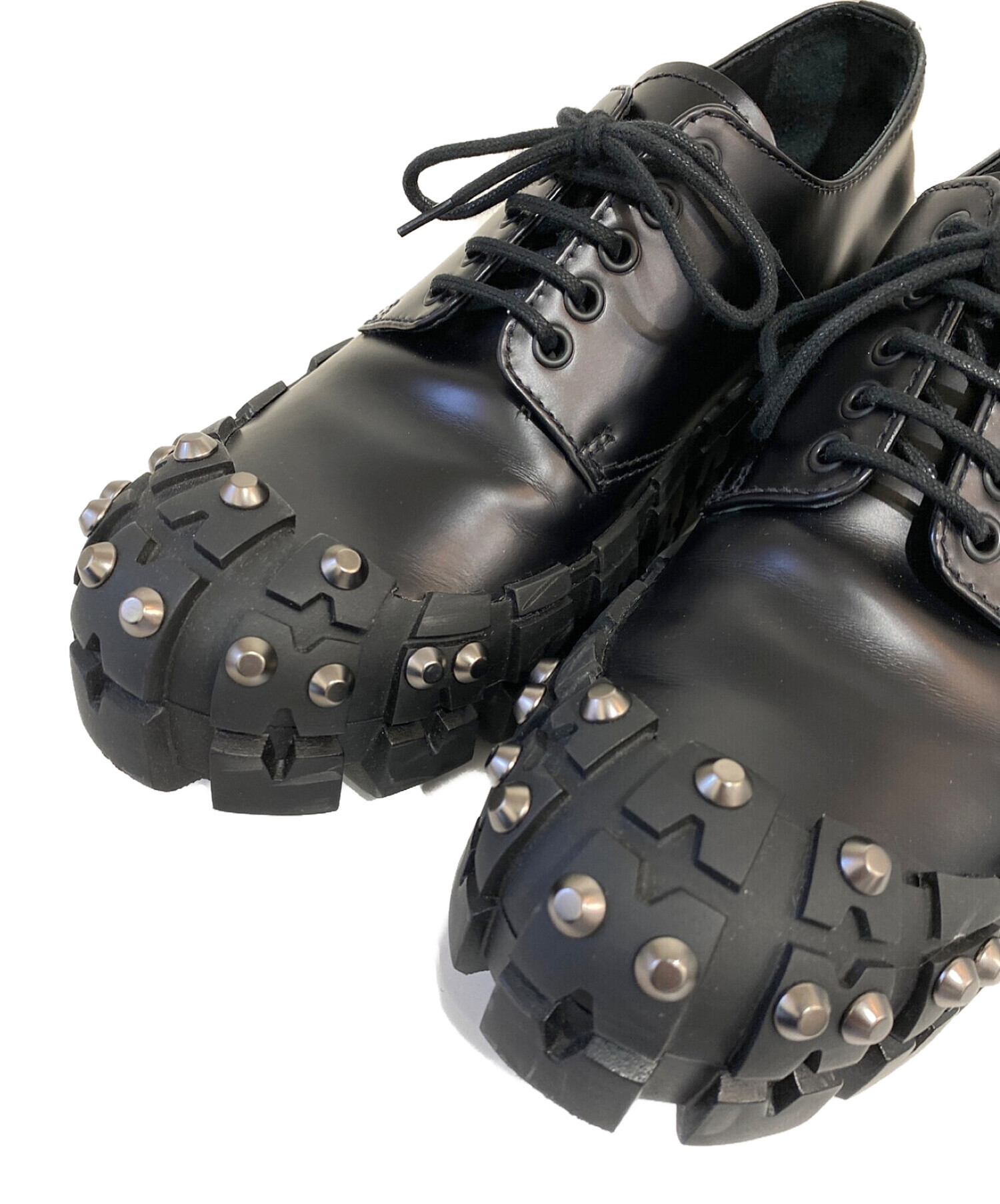 中古・古着通販】PRADA (プラダ) スタッズレザーシューズ ブラック 