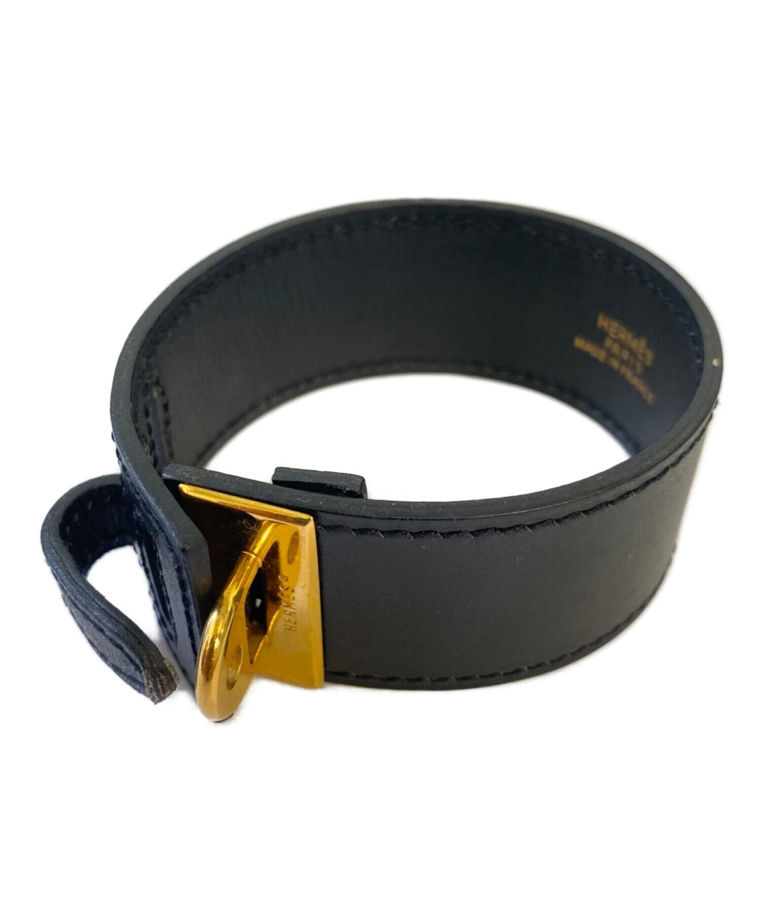 中古・古着通販】HERMES (エルメス) レザーブレスレット ブラック 