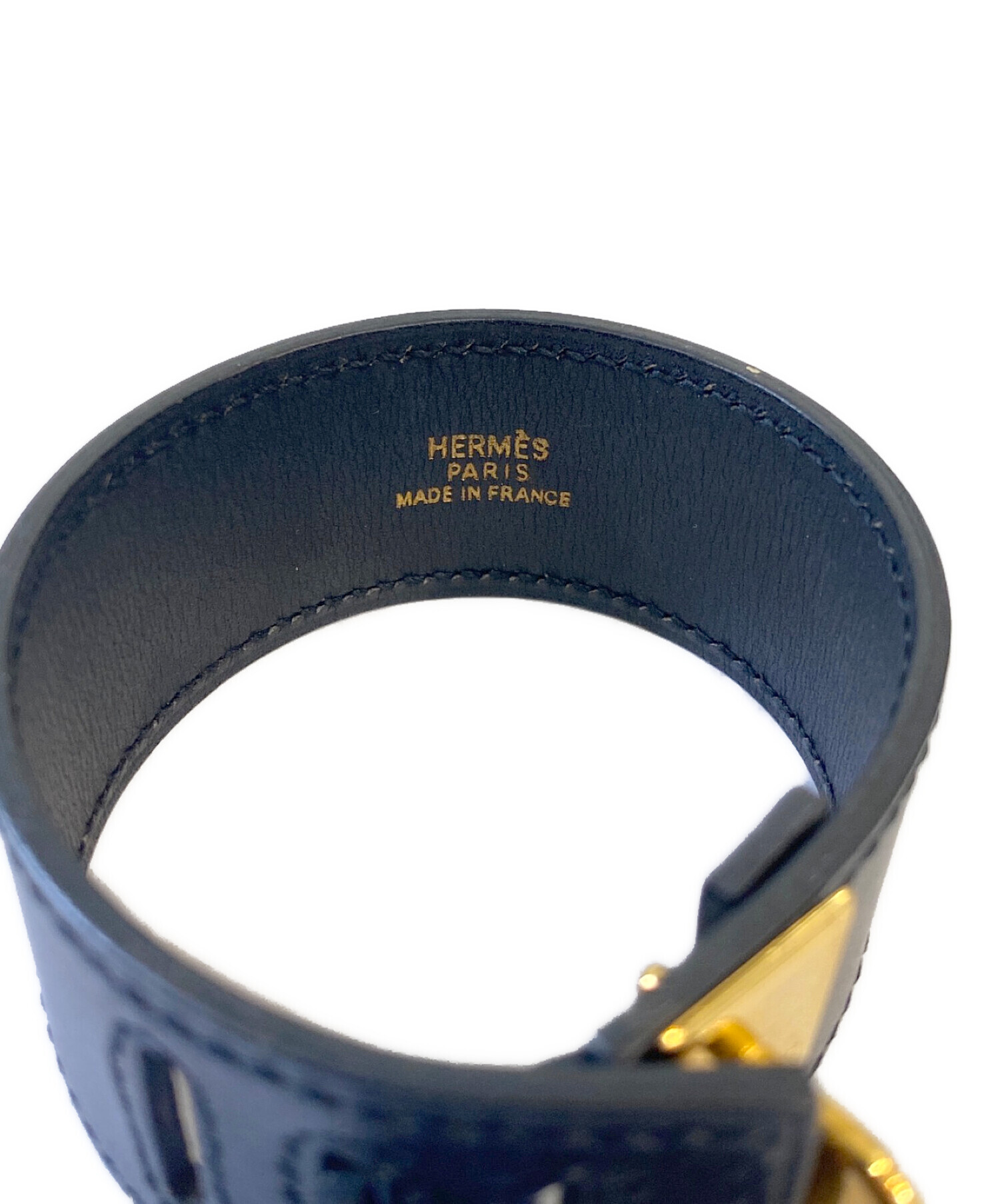 中古・古着通販】HERMES (エルメス) レザーブレスレット ブラック 