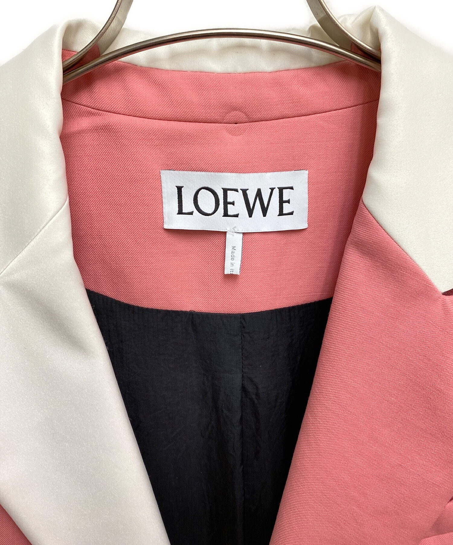 中古・古着通販】LOEWE (ロエベ) ラペル切替ロングジャケット ピンク
