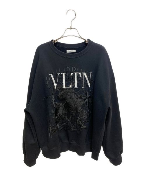 【値下げ】VALENTINO ブラック クルーネックスウェット 中古・古着通販】doublet (ダブレット) ×VALENTINO エンブロイダリー