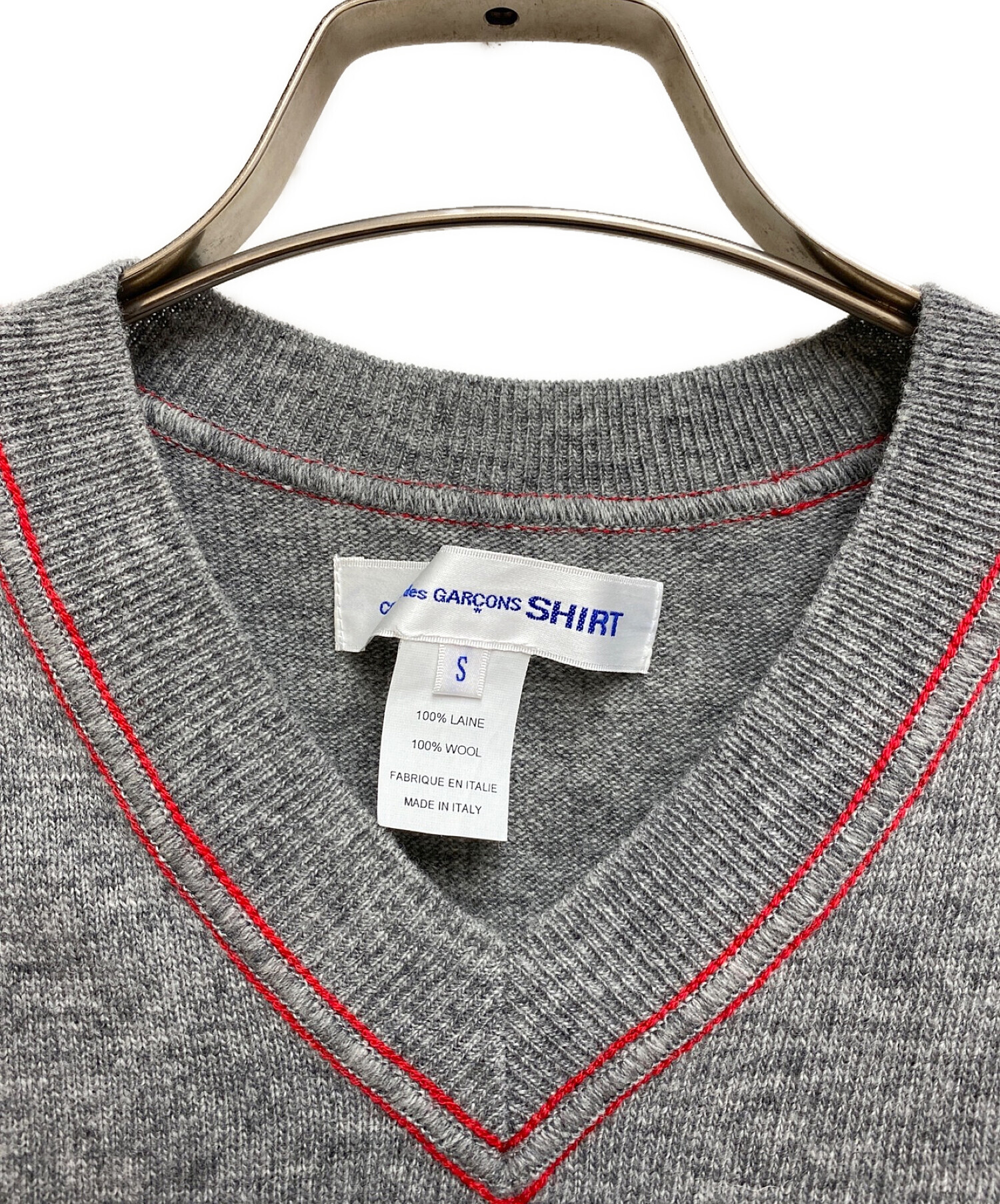 山*根様 COMME des GARÇONS SHIRT グレー ニット L 中古・古着通販】COMME des GARCONS SHIRT (コムデギャルソンシャツ) V