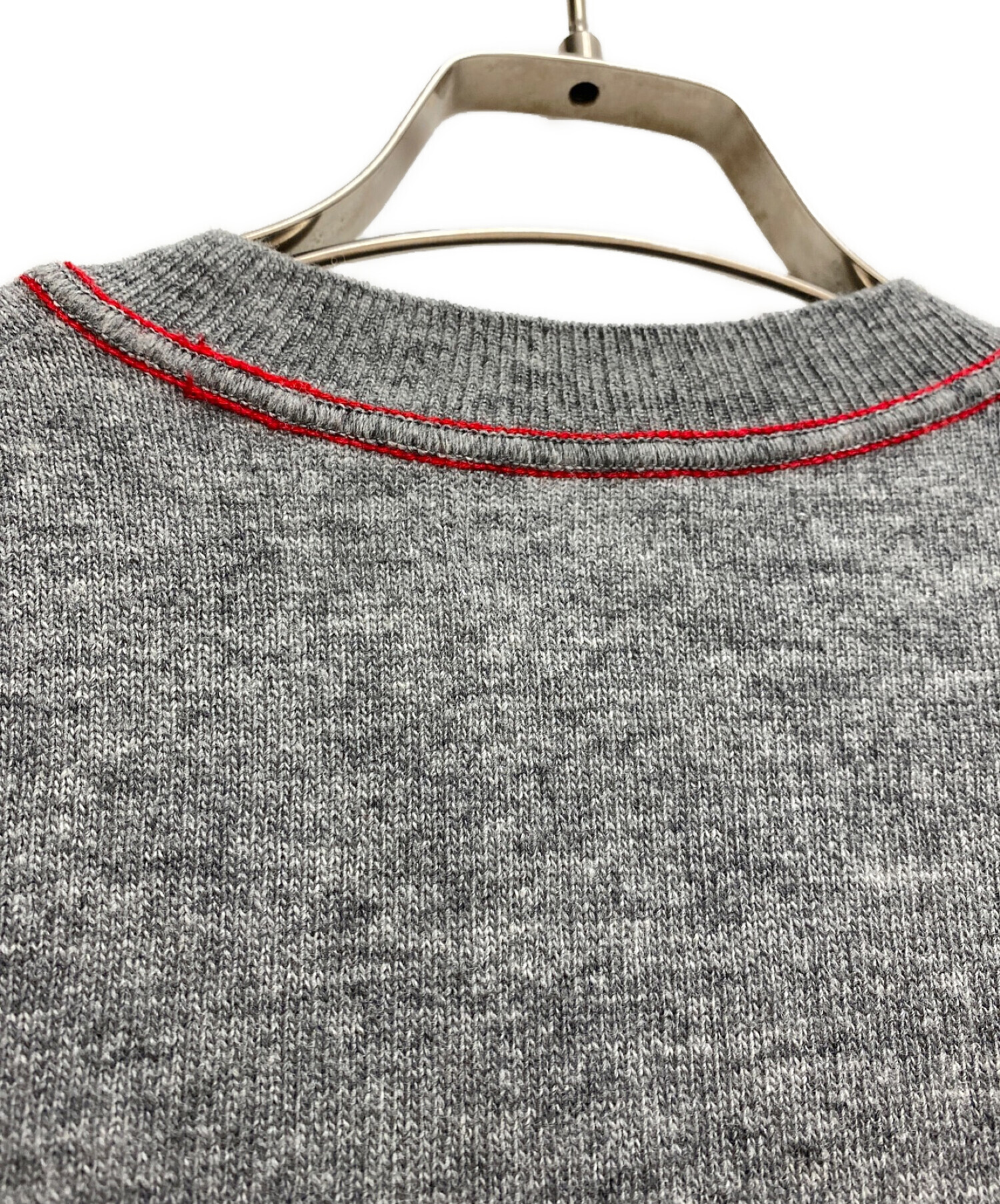 【コムデ ギャルソン シャツ】［ Uネック ニット ］　S　グレー　チェック CDG Comme des Garçons グレー セーター XL