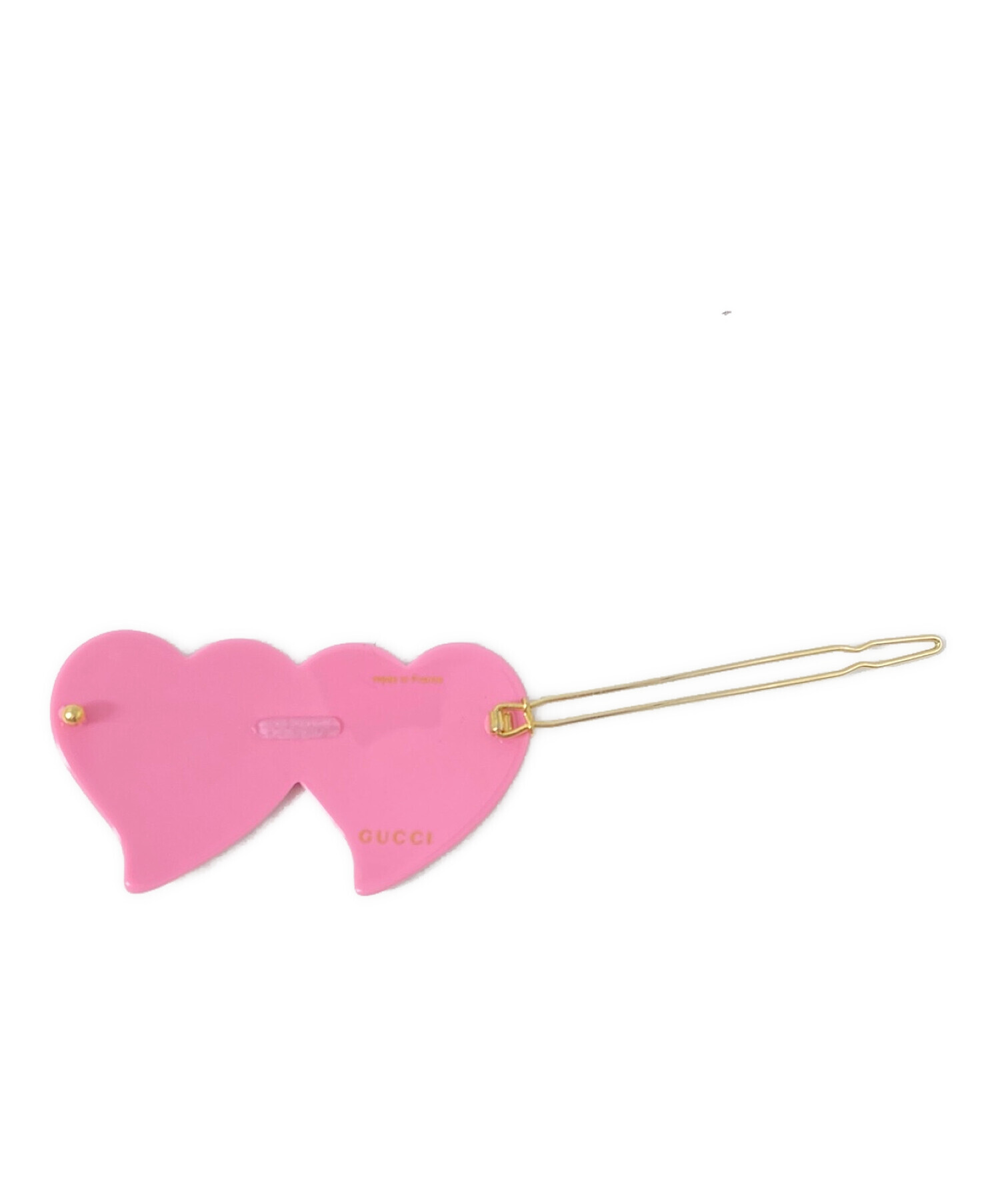【美品】GUCCI ハート型ヘアクリップ ピンク 中古・古着通販】GUCCI (グッチ) インターロッキングG&ハートヘア