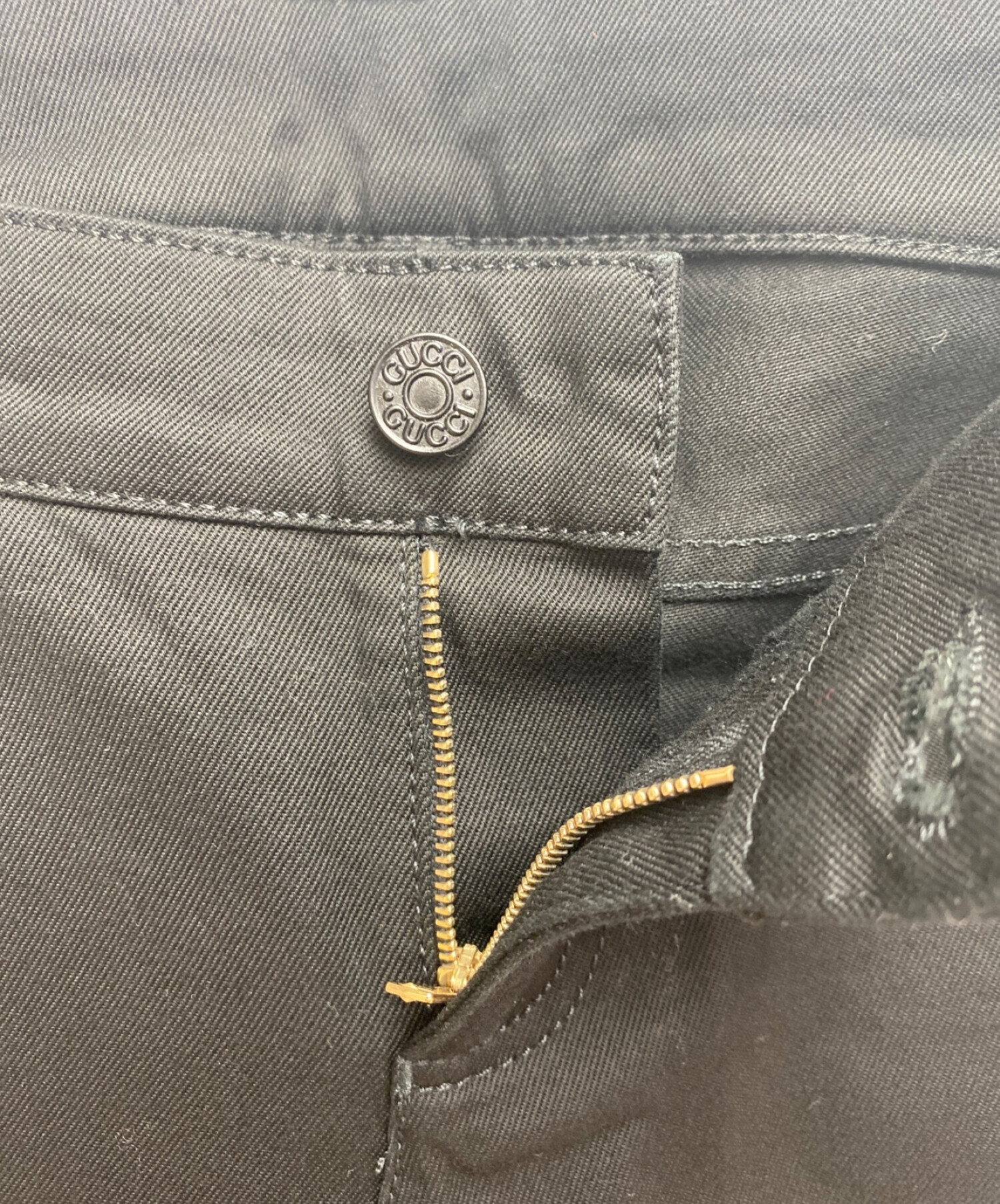 中古・古着通販】GUCCI (グッチ) コーティングデニムパンツ ブラック