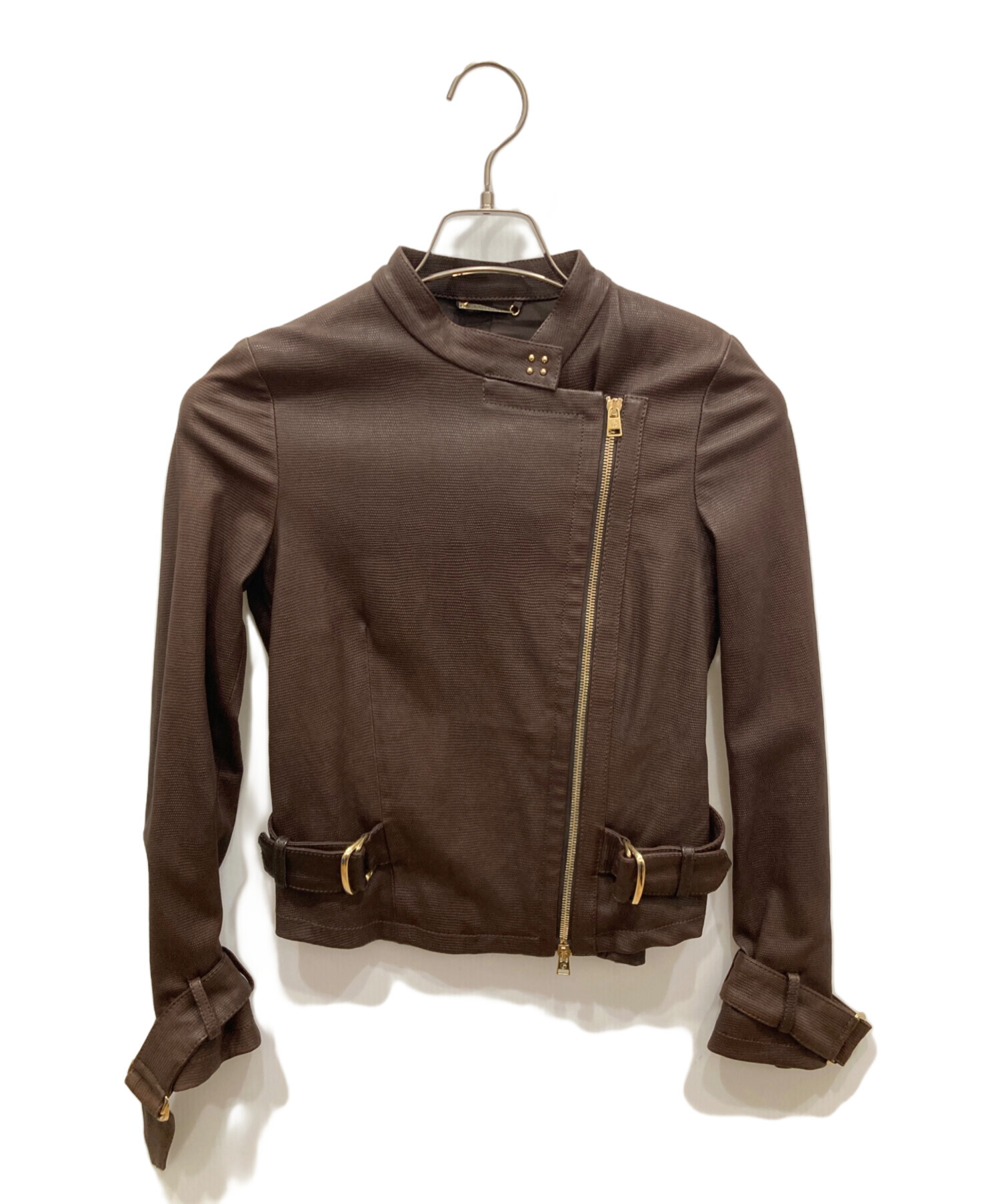 アルマーニ　ARMANI　シングルライダース　レザー　ジャケット　M ブラウン 中古・古着通販】ARMANI EXCHANGE (アルマーニ エクスチェンジ) レザー