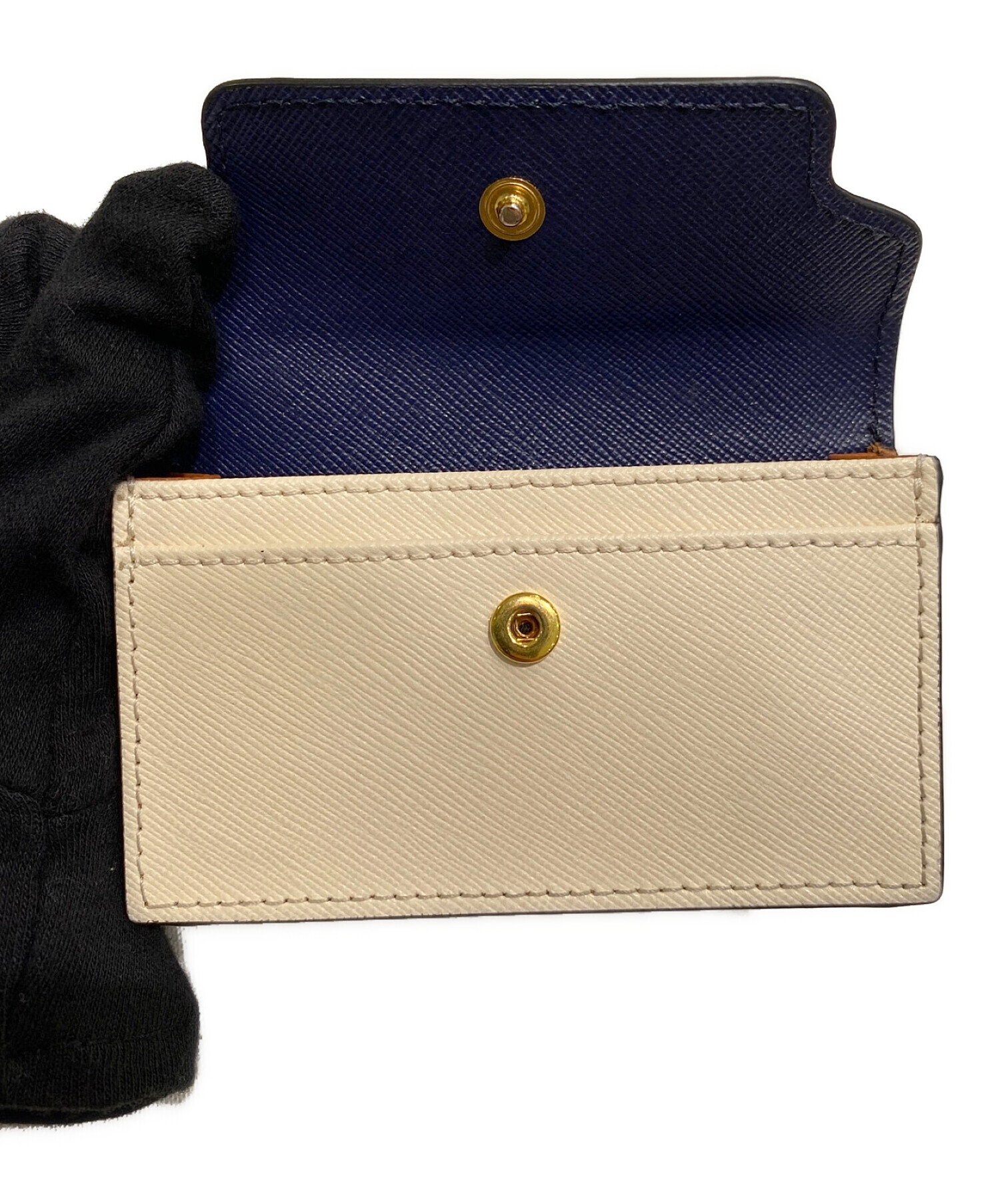 中古・古着通販】MARNI (マルニ) カードケース ネイビー×アイボリー