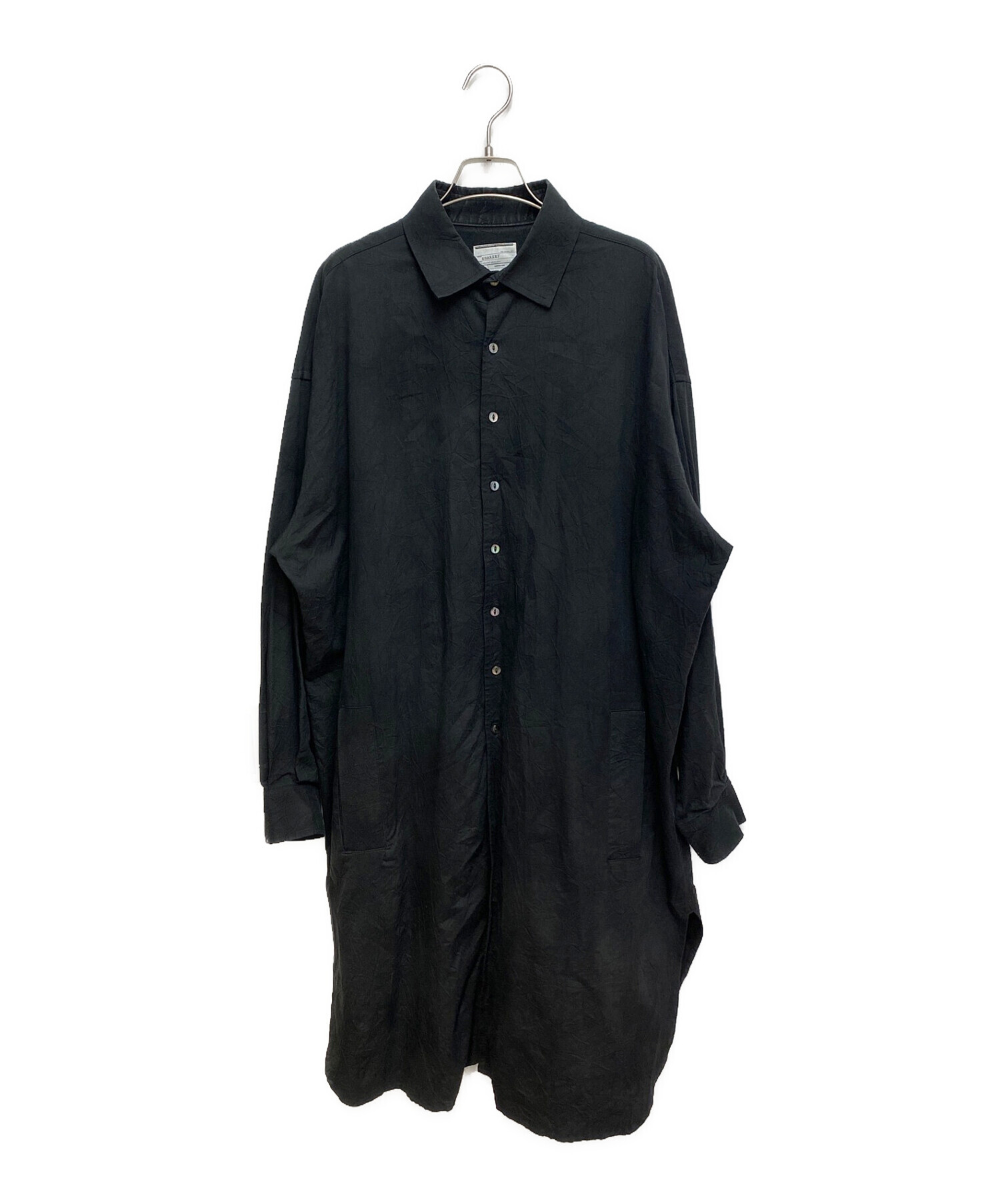 中古・古着通販】SHAREEF (シャリーフ) シワ加工ロングシャツ ブラック