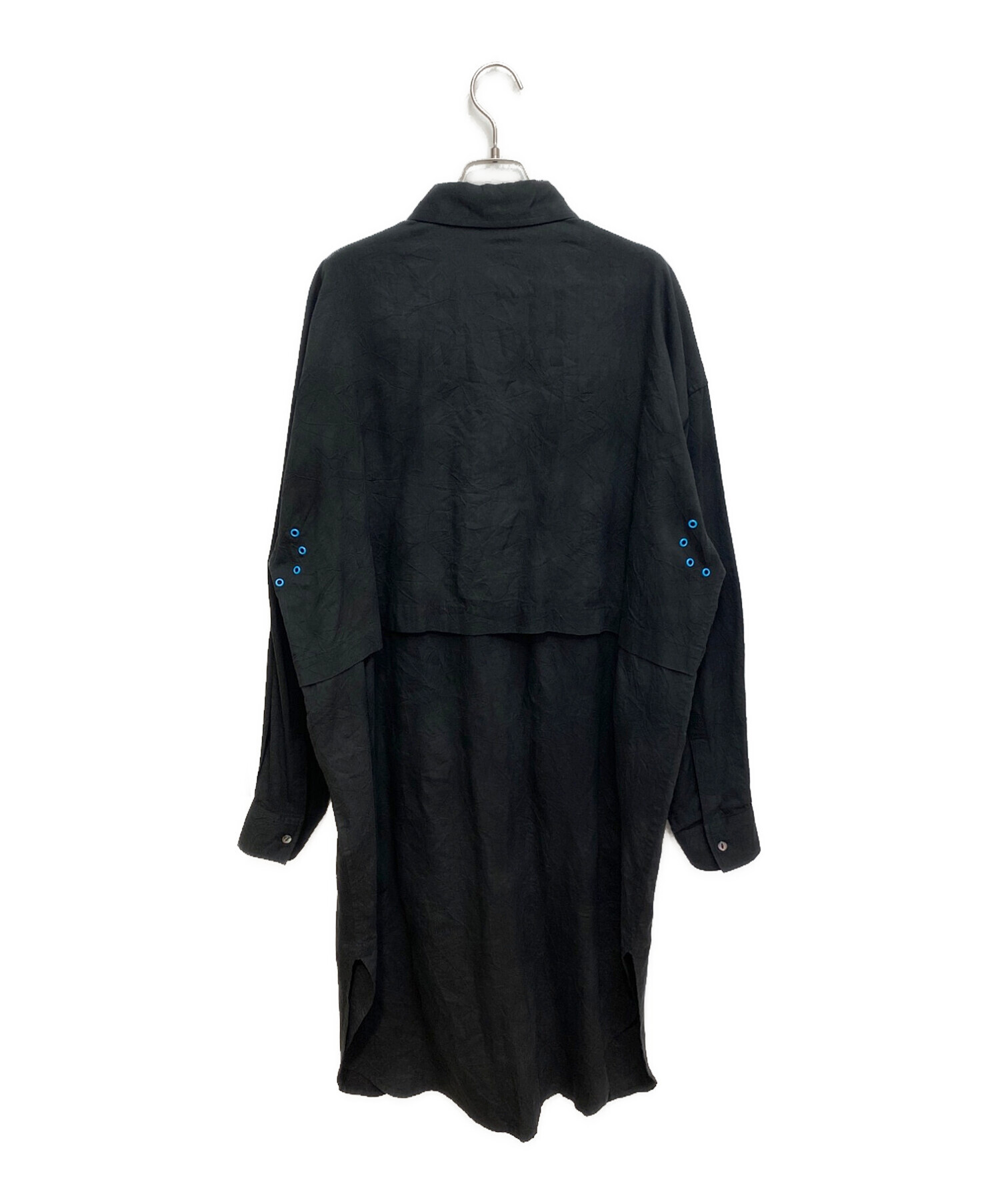 中古・古着通販】SHAREEF (シャリーフ) シワ加工ロングシャツ ブラック