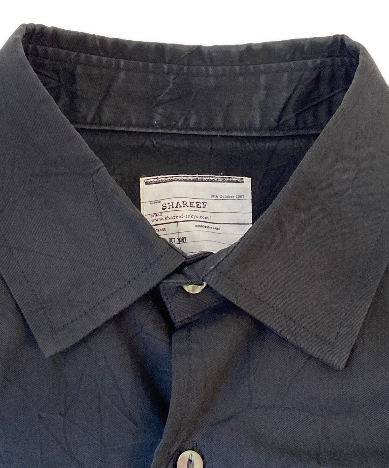 中古・古着通販】SHAREEF (シャリーフ) シワ加工ロングシャツ ブラック