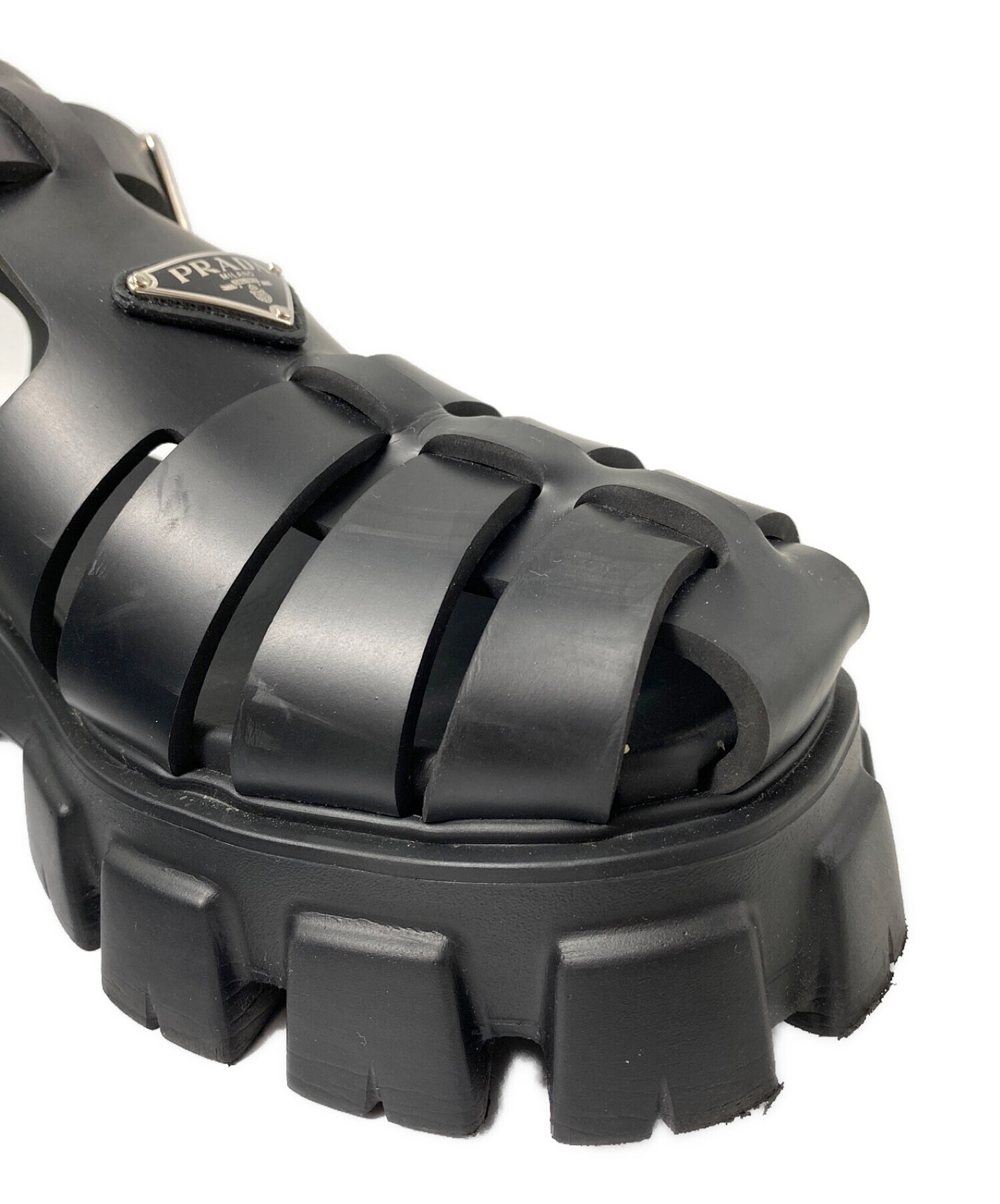 中古・古着通販】PRADA (プラダ) MONOLITH ラバーサンダル ブラック