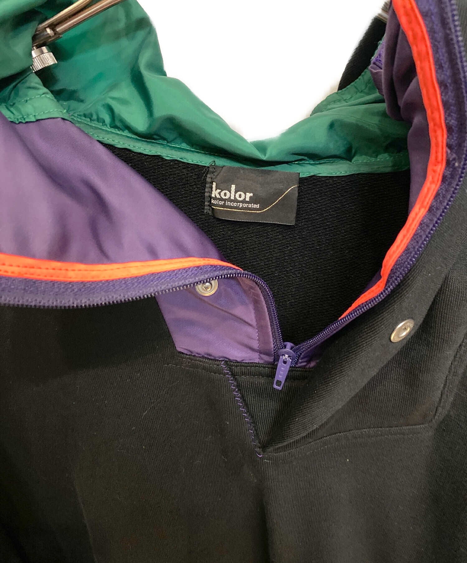 中古・古着通販】KOLOR (カラー) カラーブロック パーカー ブラック