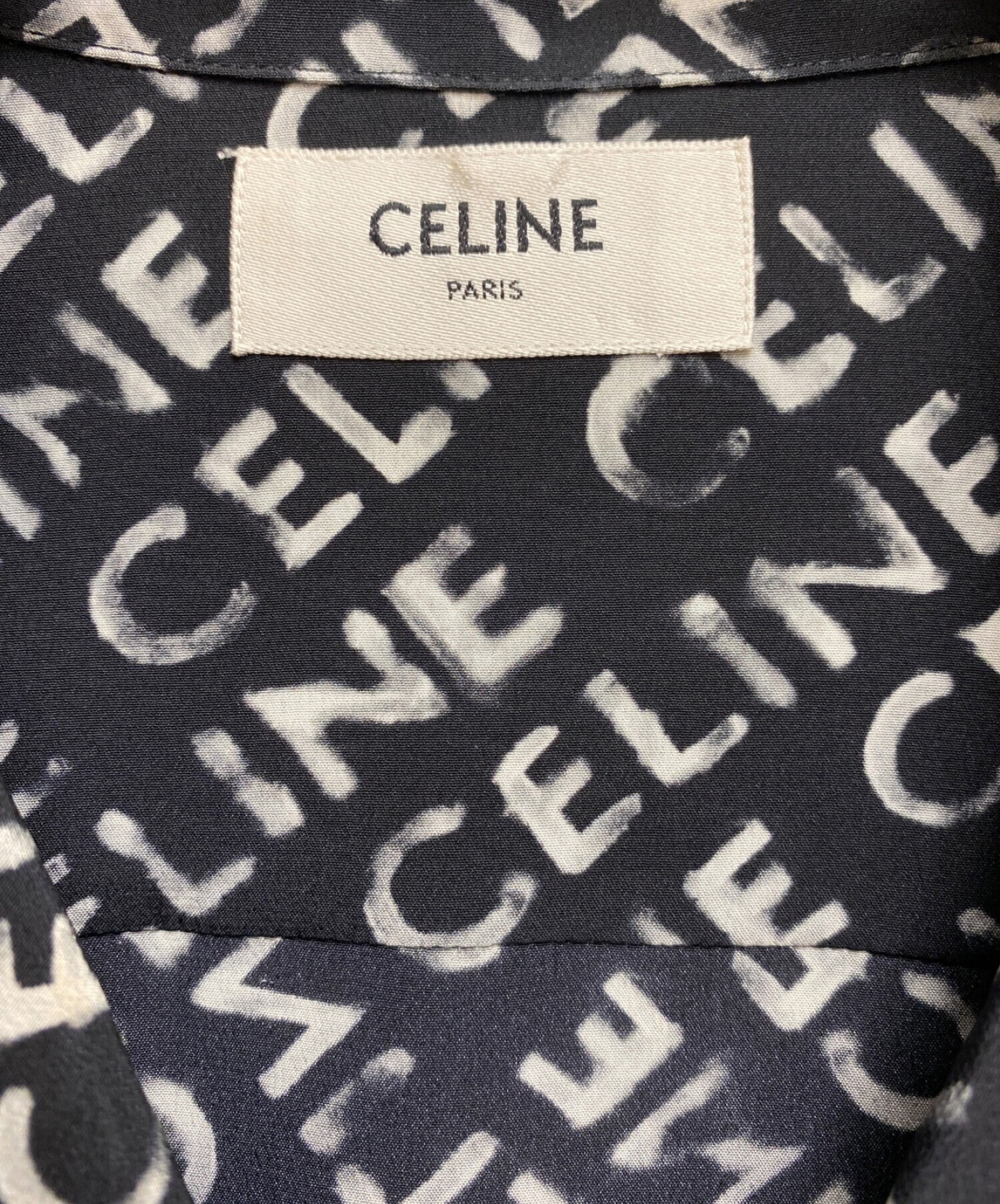 中古・古着通販】CELINE (セリーヌ) 23SS ロゴ総柄シルク半袖シャツ 