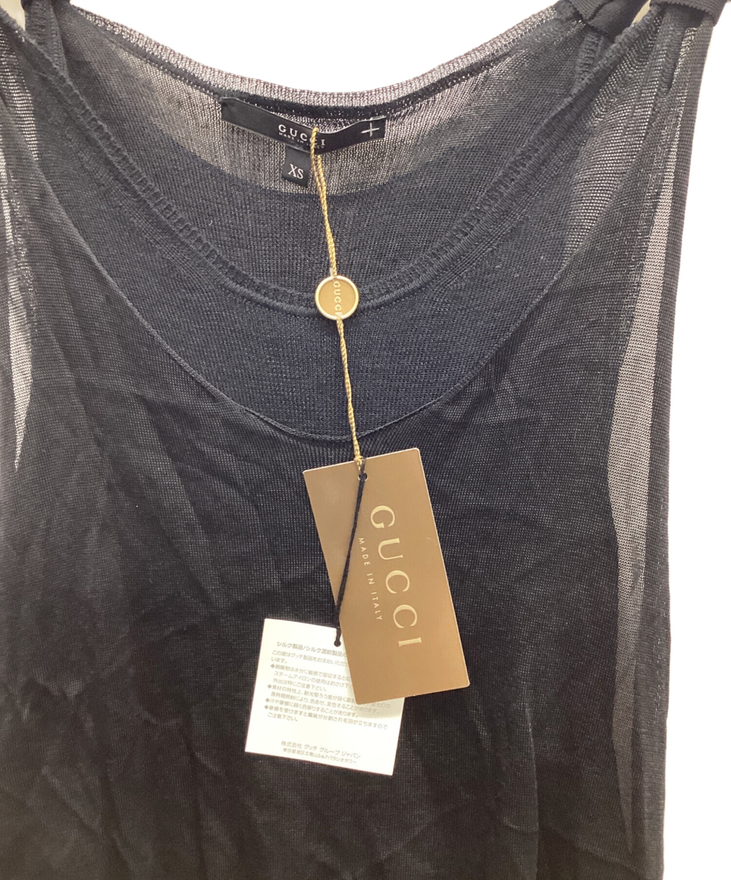 中古・古着通販】GUCCI (グッチ) ノースリーブニット ブラック サイズ 